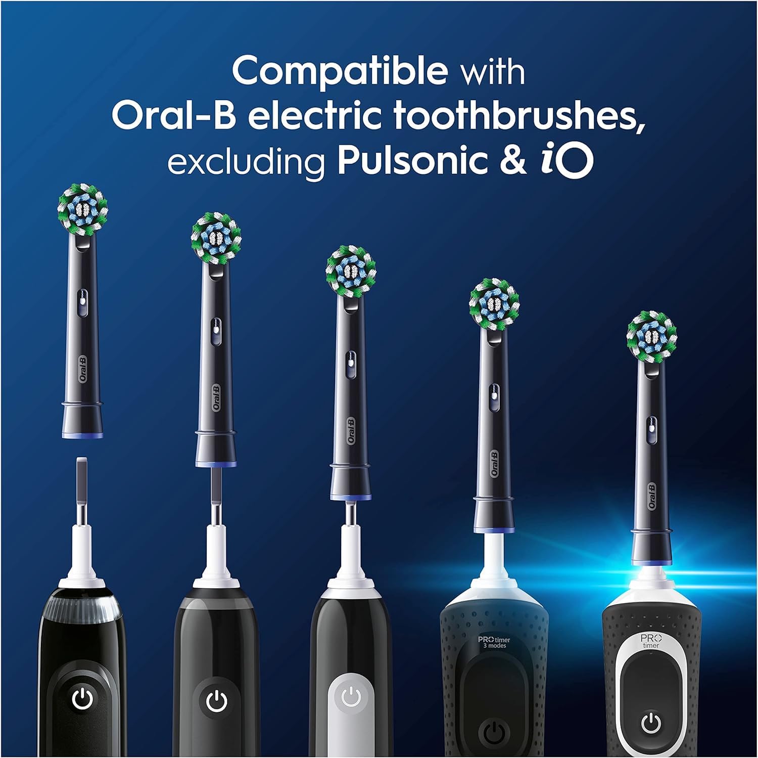 Detalle 2 de Oral-B Pro Cross Action Electric Toothbrush Heads – 4 Pack, Black