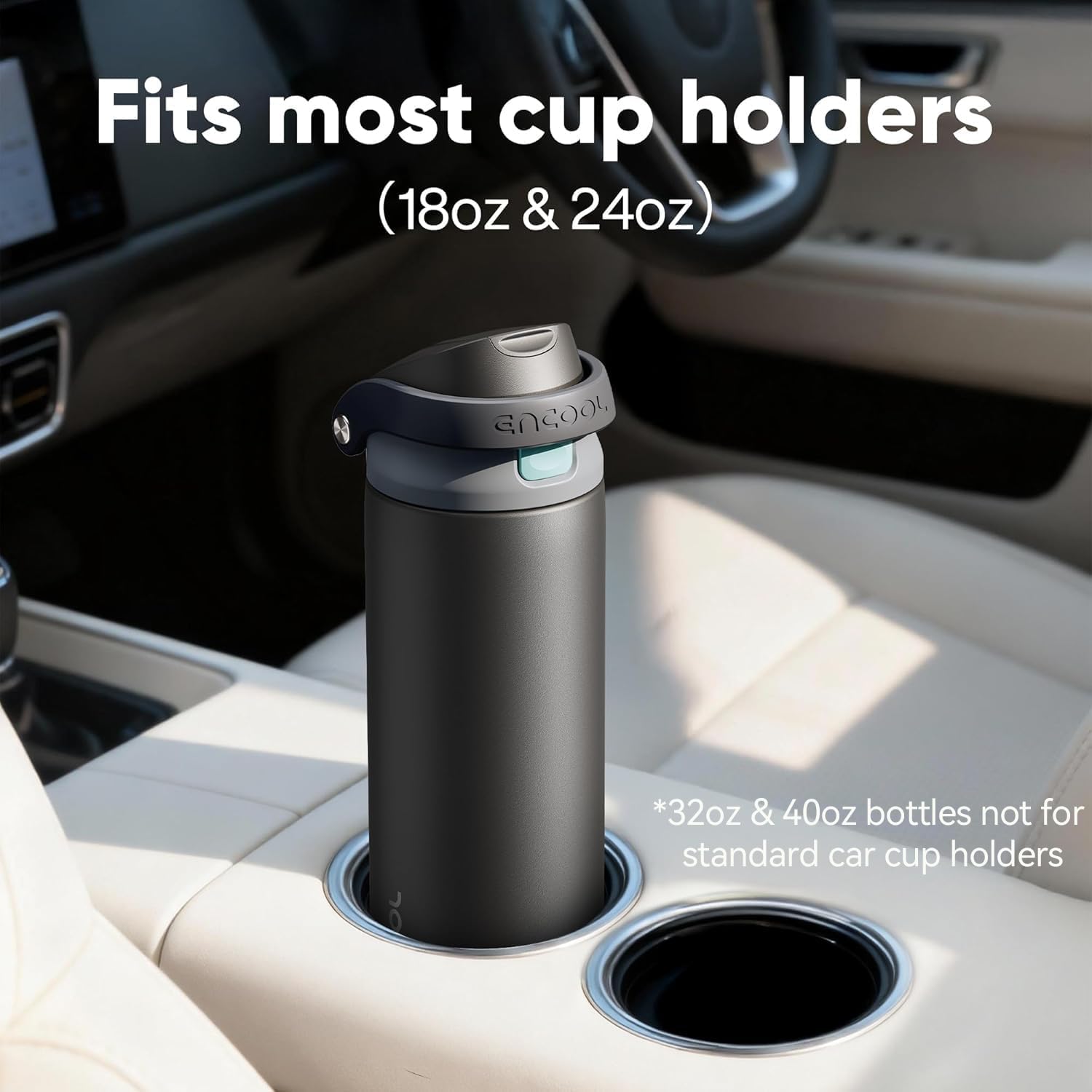 Thumbnail 2 de ENCOOL 24 oz Leakproof Insulated Water Bottle (Frost Blue) with Straw and Dual-Sip Lid