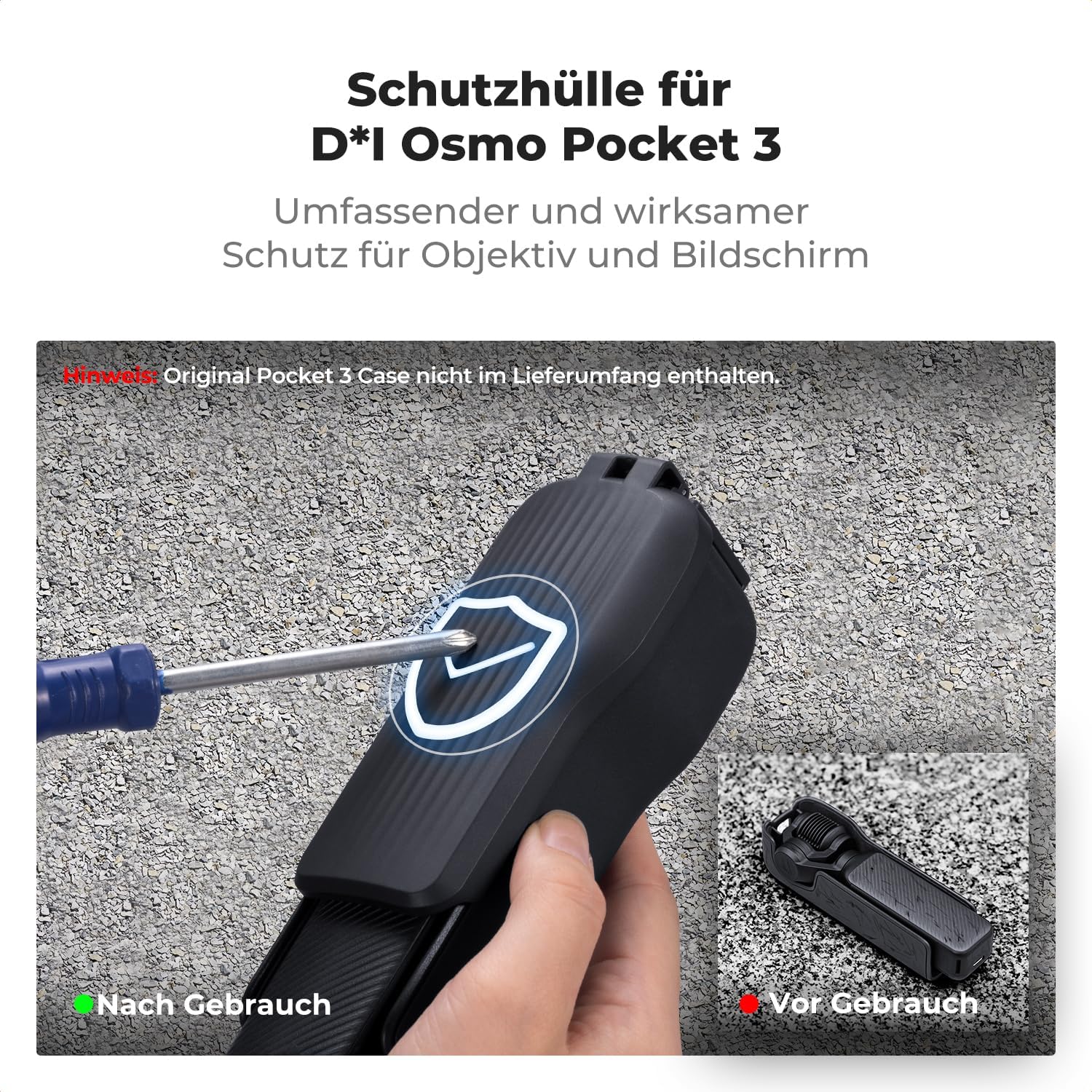 Thumbnail 1 de K&F CONCEPT OSMO Pocket 3 Schutzhülle Rückseite – mit Filterschlitz x2, Displayschutz aus gehärtetem Glas und Trageband