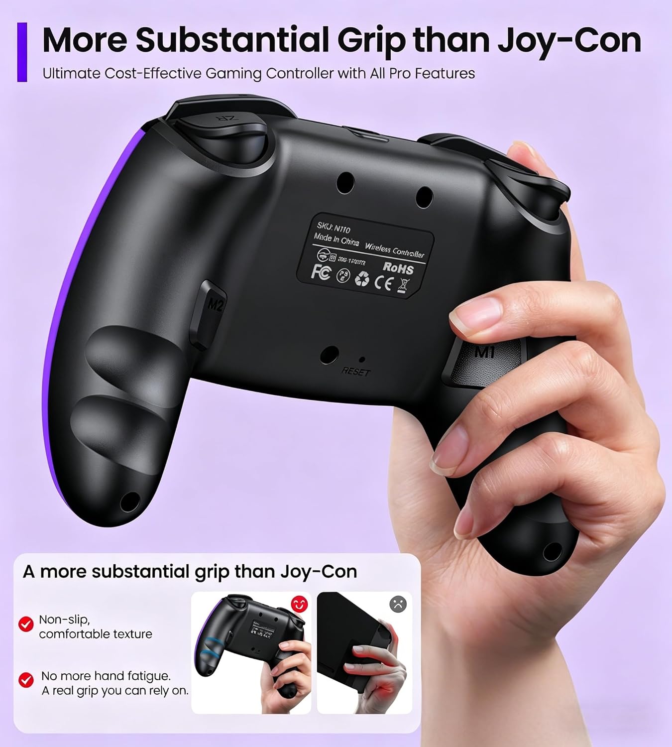 Detalle de BEBONCOOL HOTS Switch Controller – Pro Controller für Switch 2/1/Lite/OLED mit Turbo, programmierbaren Tasten und Ergonomie