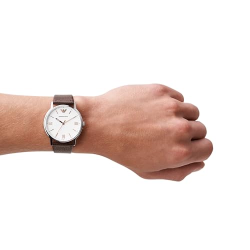 Thumbnail 1 de Emporio Armani AR11173 Men’s Watch — 41mm Silver Stainless Steel Case with Brown Leather Strap