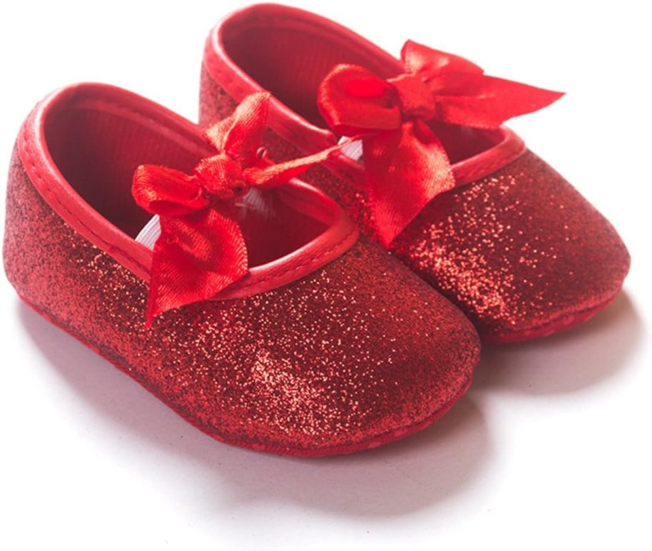 Thumbnail 6 de RVROVIC Baby Girl Moccasins: Sparkly Prewalker Soft Sole Mary Janes