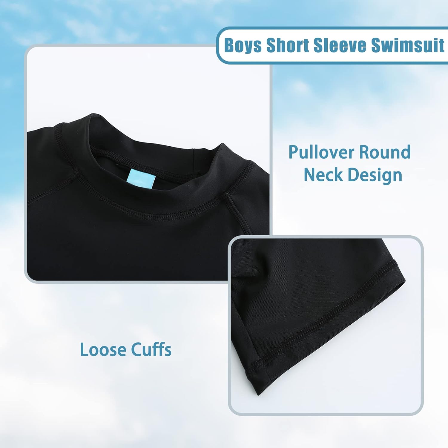 Thumbnail 3 de Aisyee Schwimmshirt Jungen Einteiler Kurzarm – Badeanzug für Kinder 104–164/4–16 Jahre