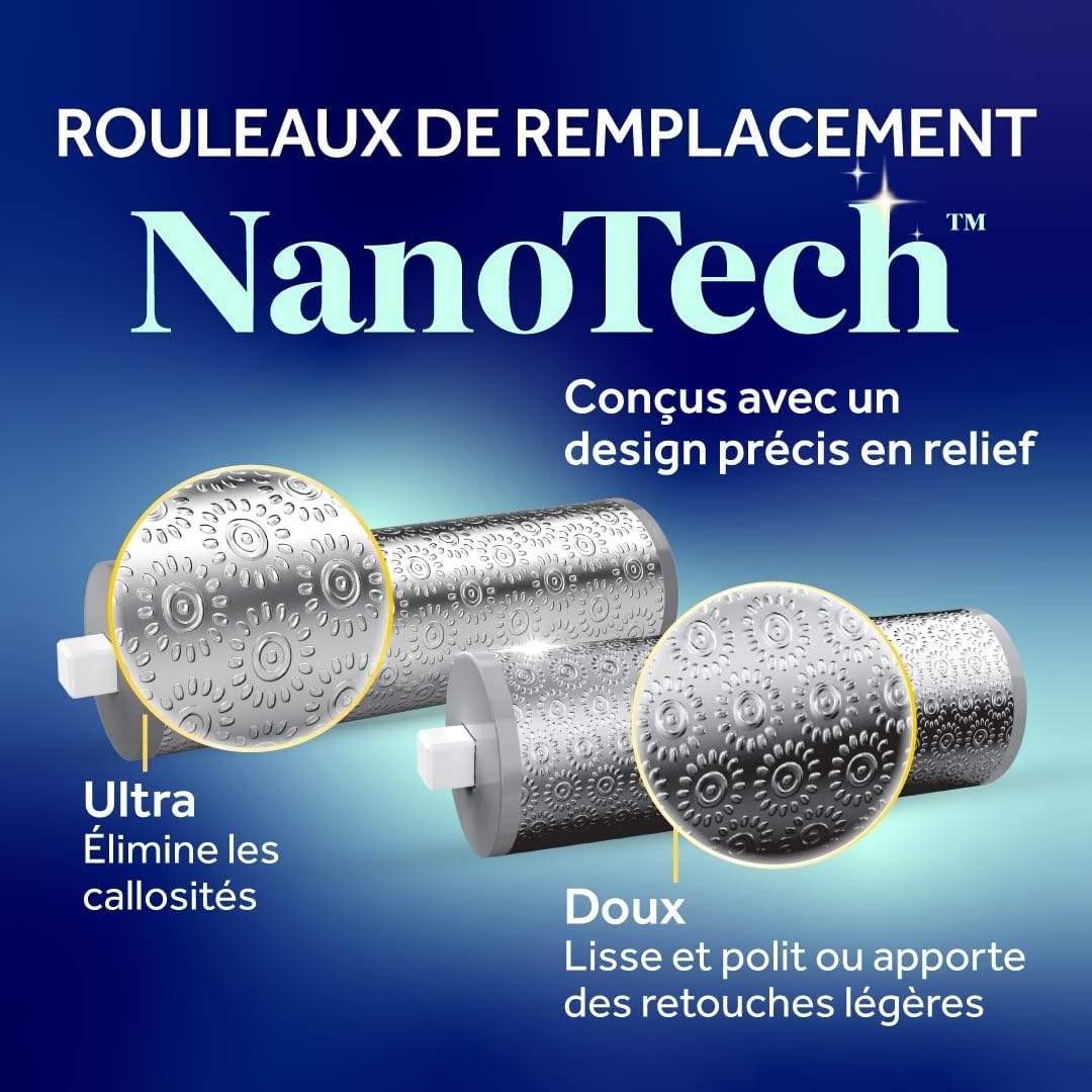 Detalle 2 de Dr. Scholl's Pedi Perfect Pro Râpe Électrique Pieds – 3 Rouleaux Nano Tech, 90 min, Étanche
