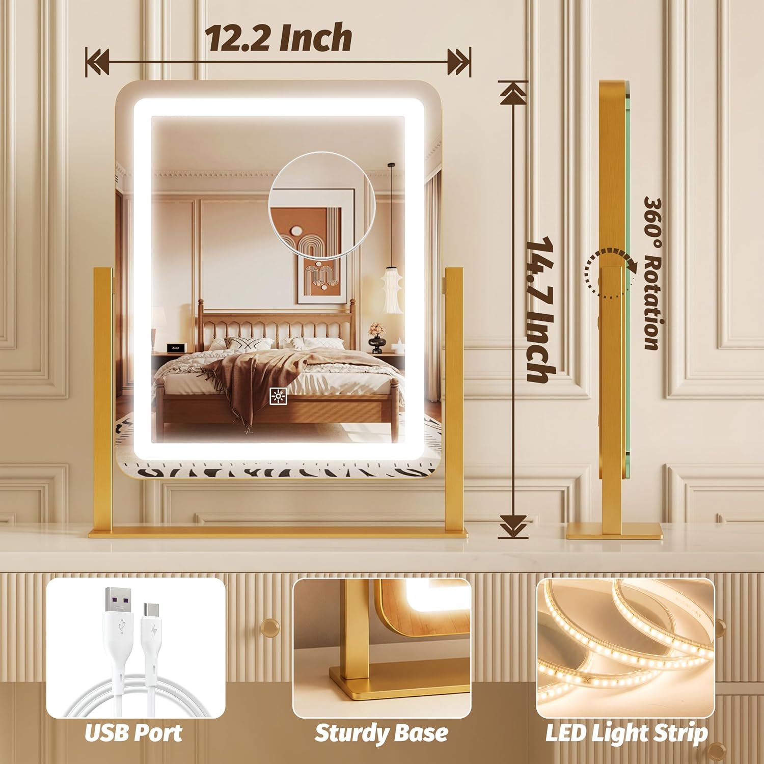Detalle de CraftCraze Vanity Mirror, 15 x 13 Inches