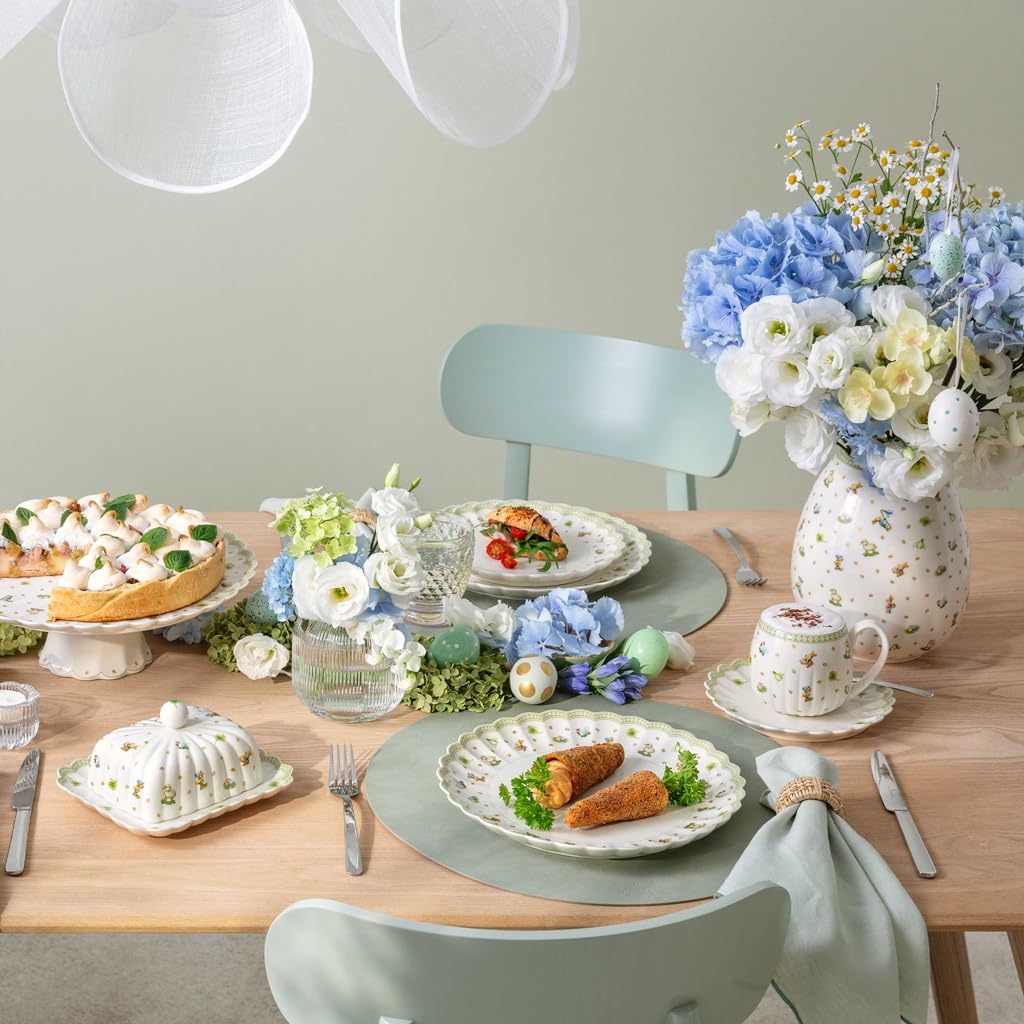 Detalle 1 de Villeroy & Boch Easter Delight Henkelbecher grün – Kaffeebecher/Tee-Tasse aus Premium-Porzellan mit Golddetails