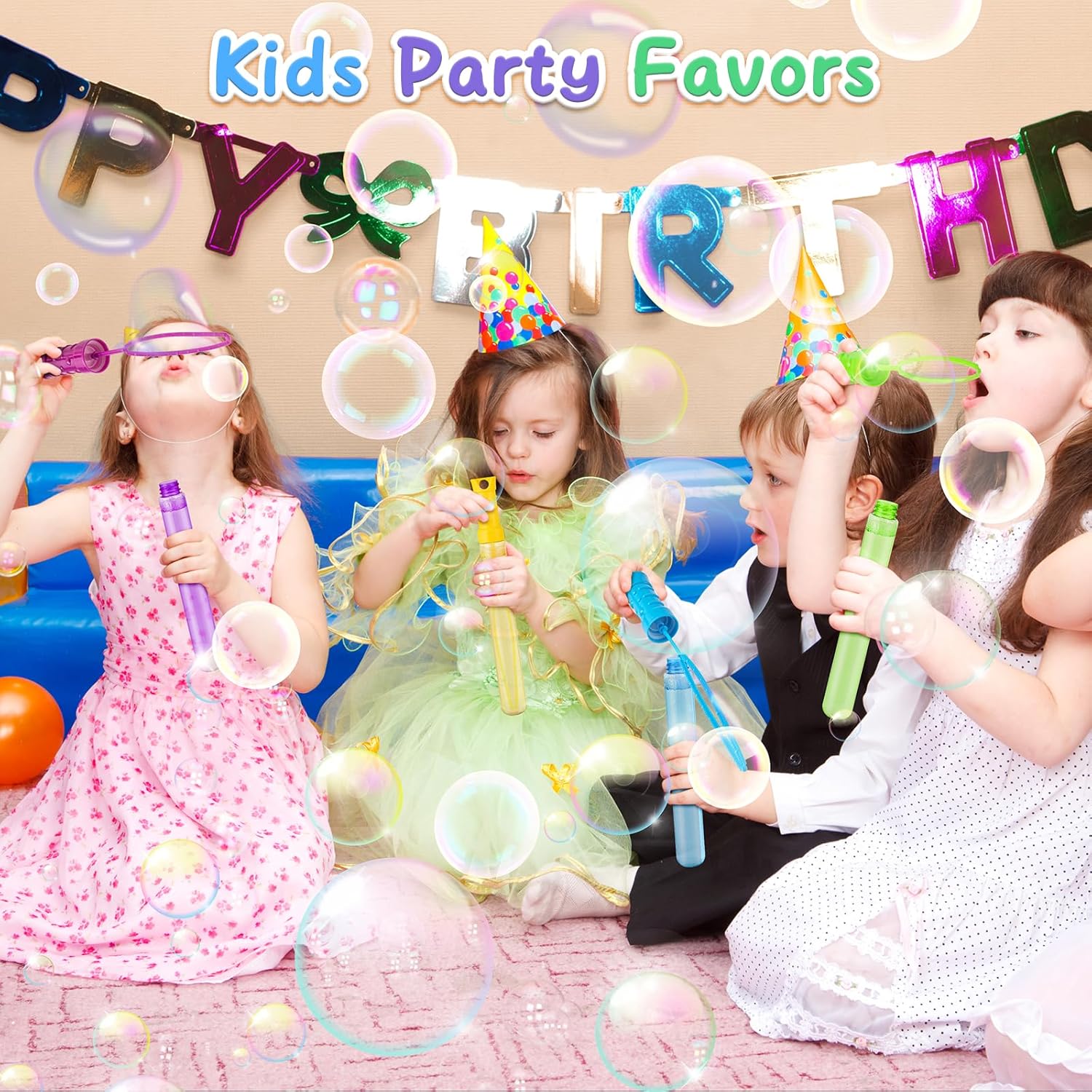 Detalle de 48 Pack Big Bubble Wands Bulk in 6 Colors: Fun Party Favors and Classroom Prizes