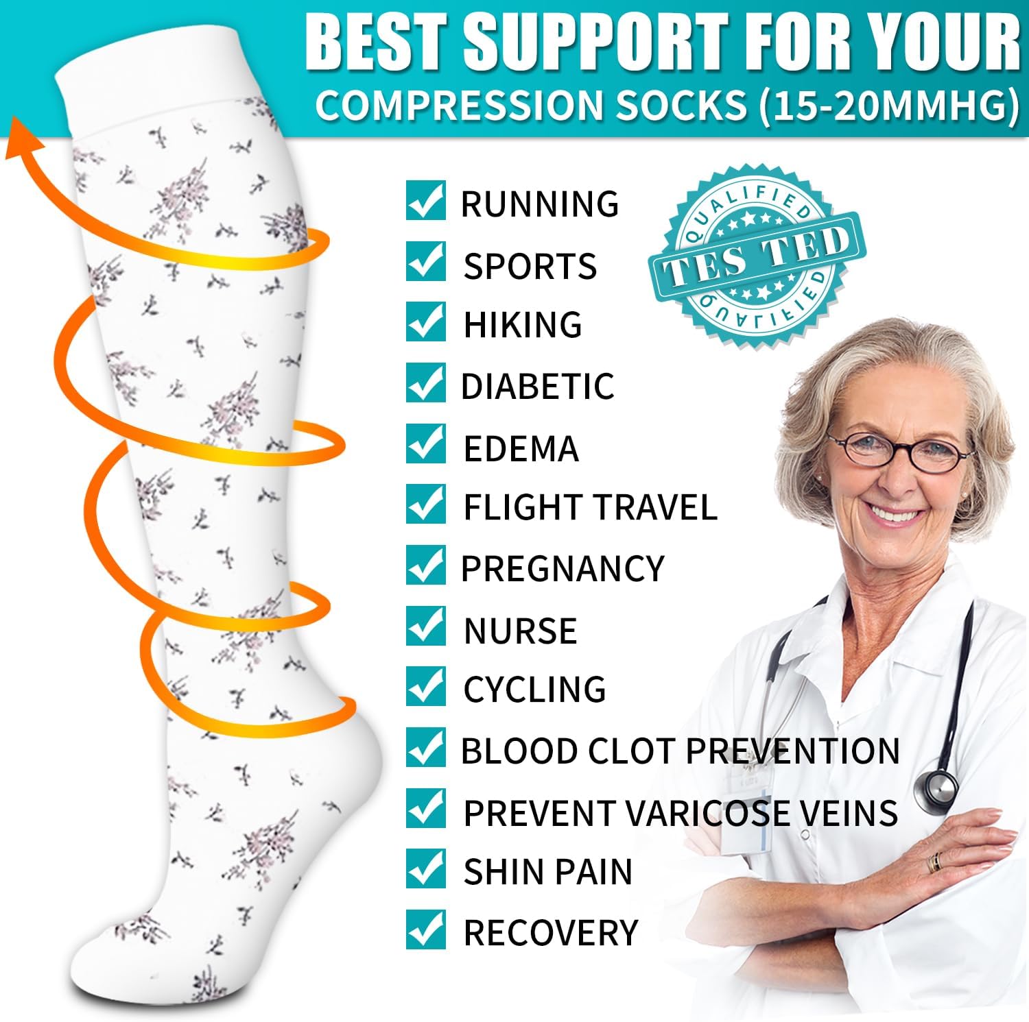 Thumbnail 4 de Copper Compression Socks for Women & Men (6 Pairs) — Support for Nurses, Running, Hiking, and Recovery