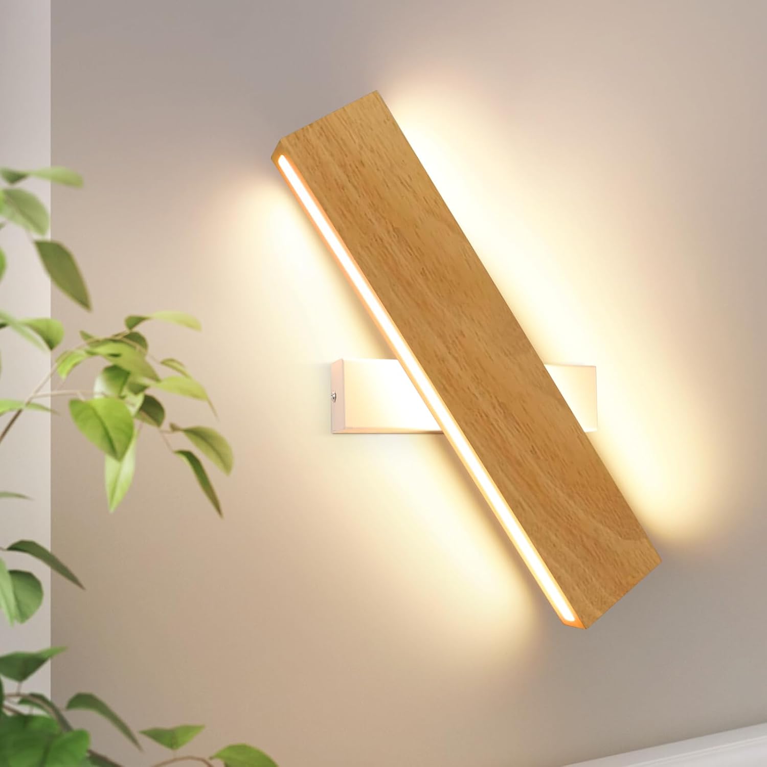 Detalle de ZMH Wandleuchte 32 cm 11 W Holz-Design