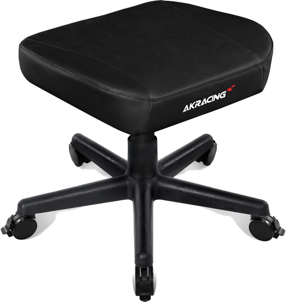 Detalle de AKRacing AKR-FOOTREST-BLACK フットレスト 高耐久PUレザー・昇降調整・ストッパー付きキャスター