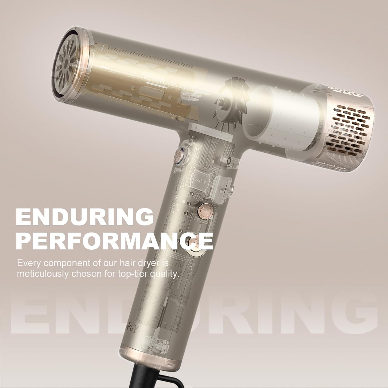 Detalle de YAPOY 110,000 RPM hair dryer with ion