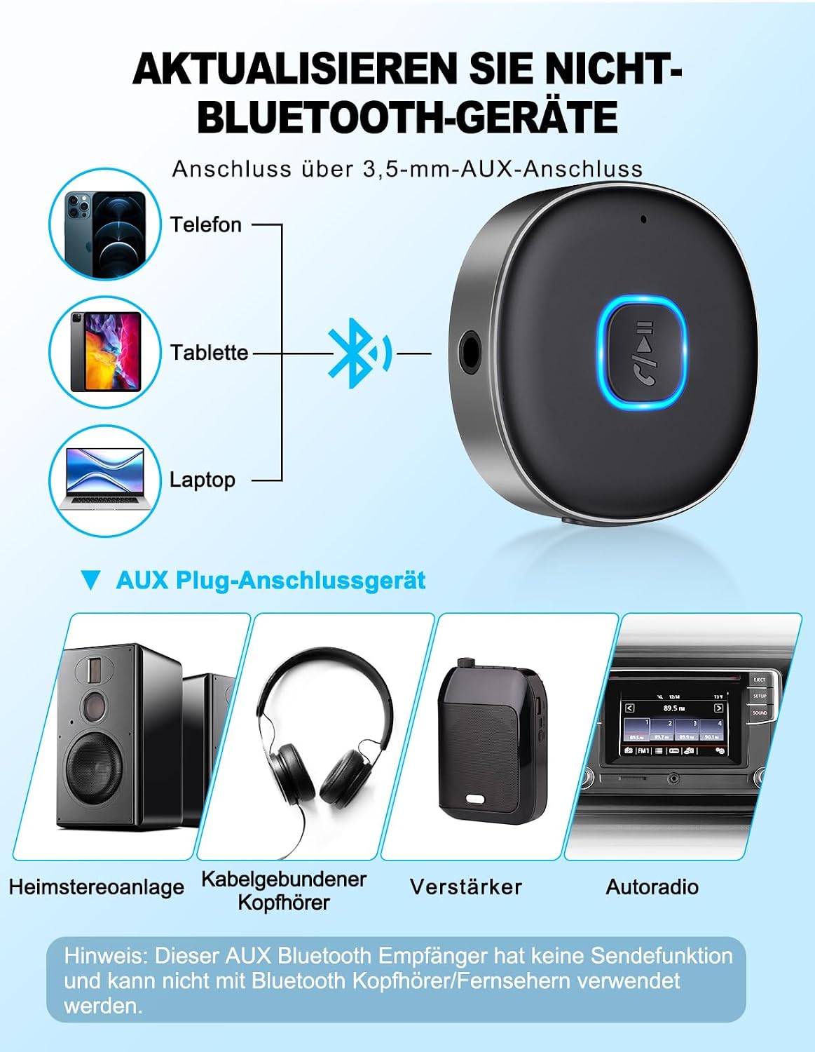 Detalle 2 de Mohard Bluetooth Adapter Auto 16H Spielzeit