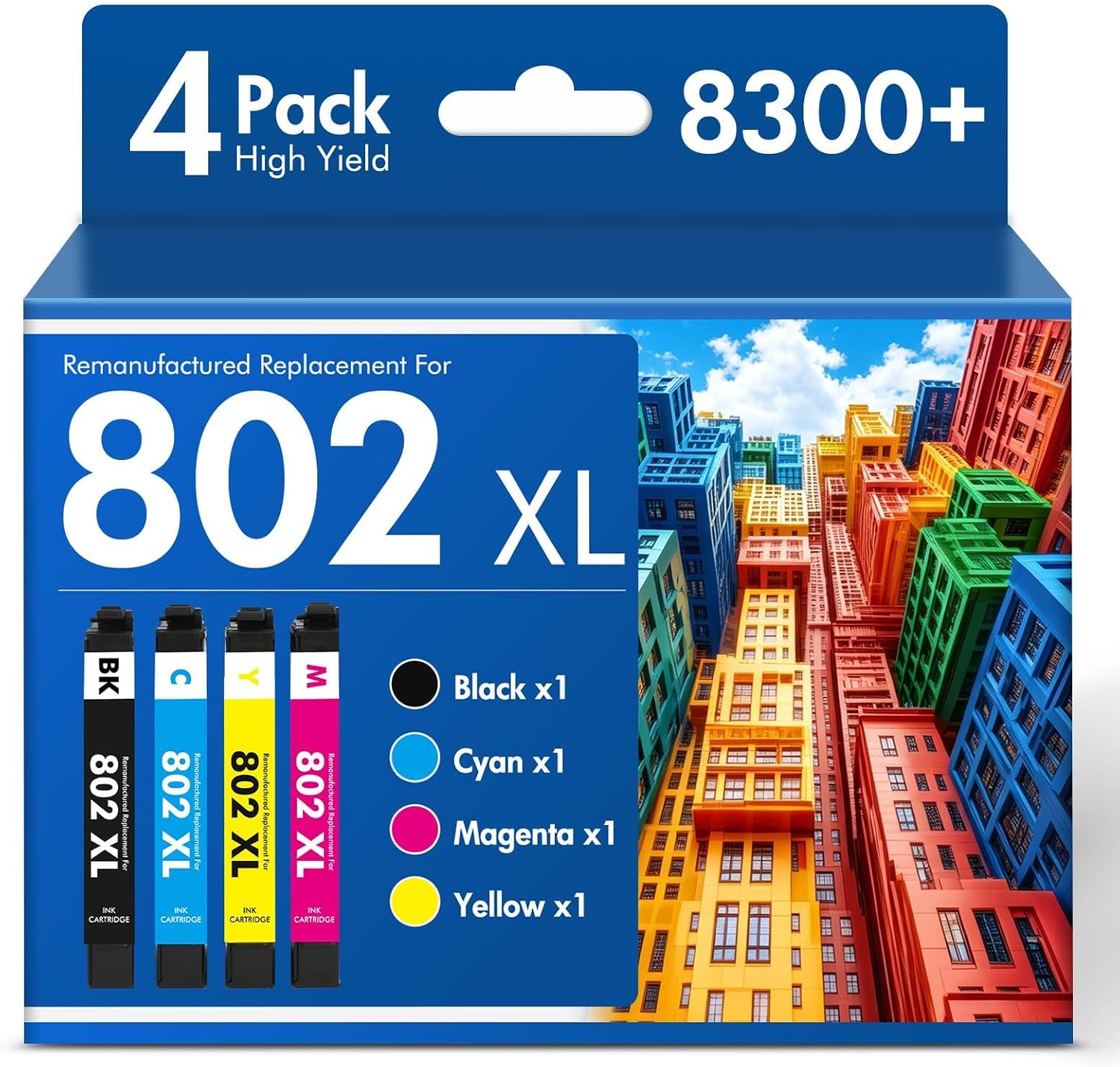 Detalle de Epson-Compatible Remanufactured 802XL Ink Cartridges 4-Pack