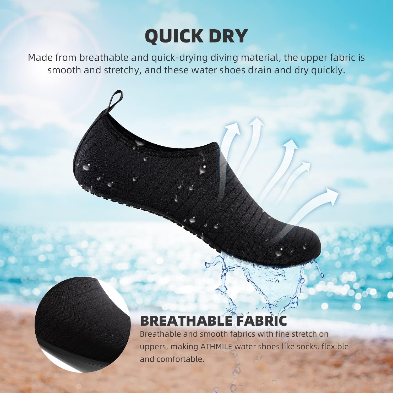 Thumbnail 6 de ATHMILE QSW1 Water Shoes for Adults, Quick-Dry Fabric and Protective Sole
