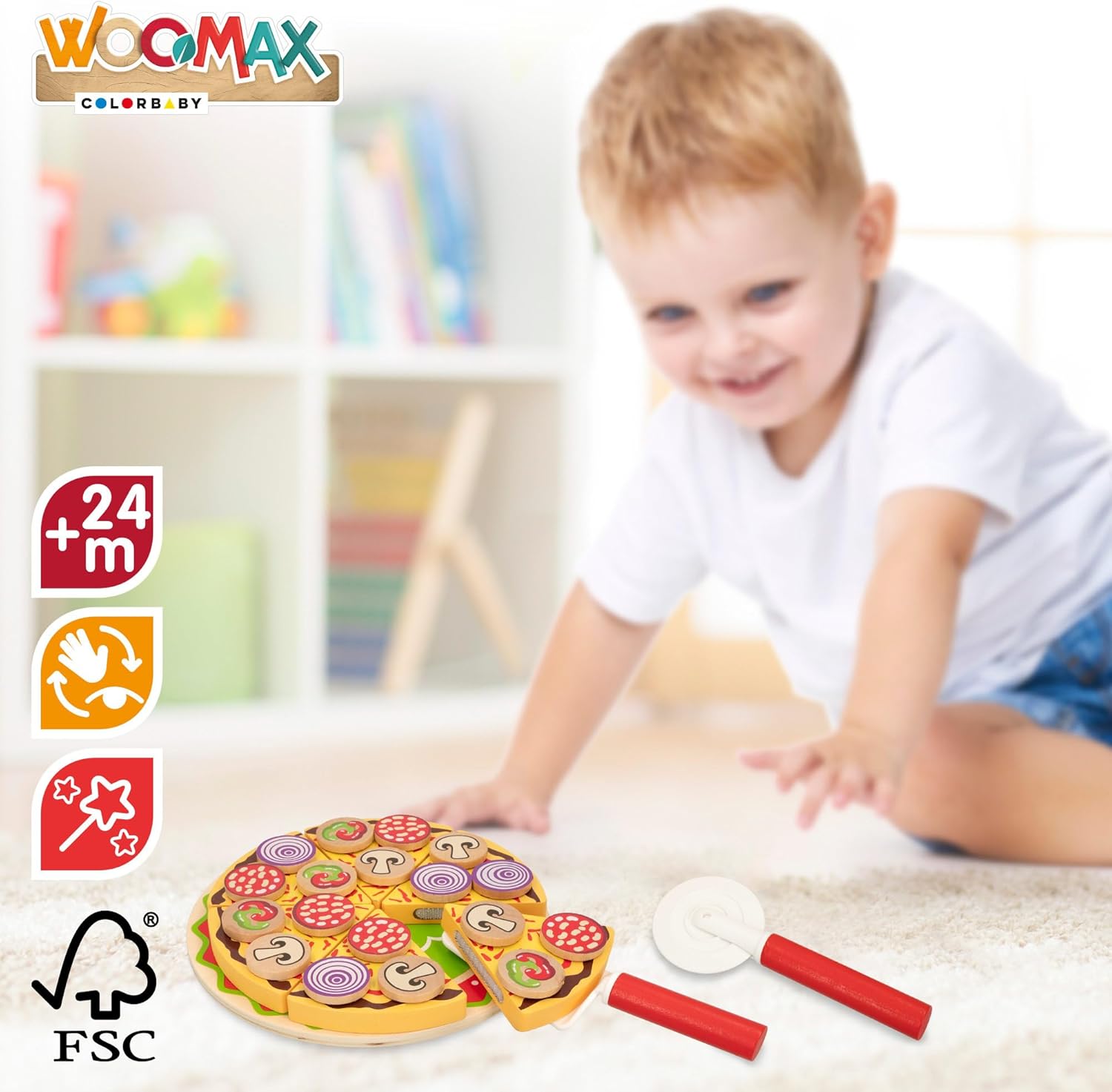 Detalle 2 de WOOMAX Set pizza legno autoadesivo 27 pezzi