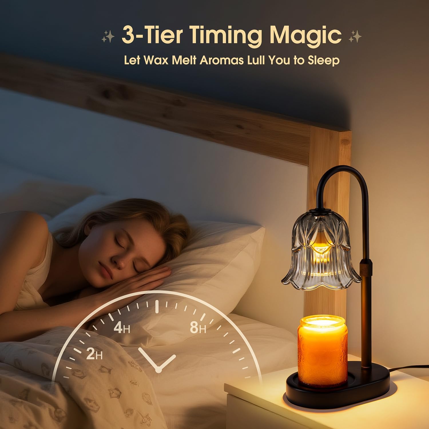 Detalle de Pfxud SY-RLD03 Candle Warmer Lamp, Gray Flower Design, Timer and Dimming