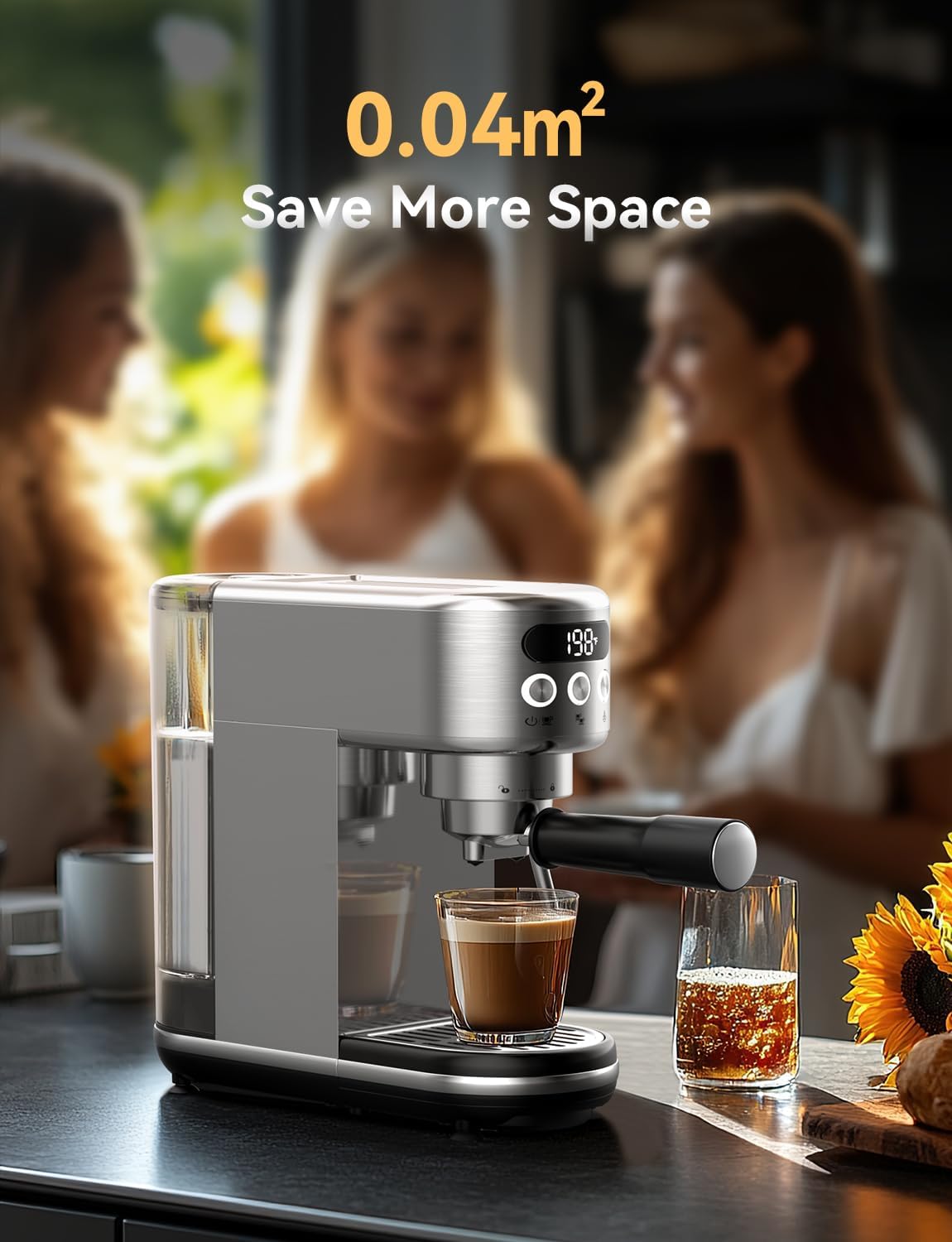 Thumbnail 5 de Neretva Siebträgermaschine mit 20 Bar, Edelstahl & LED-Anzeige – kompakte Espressomaschine mit Milchaufschäumer
