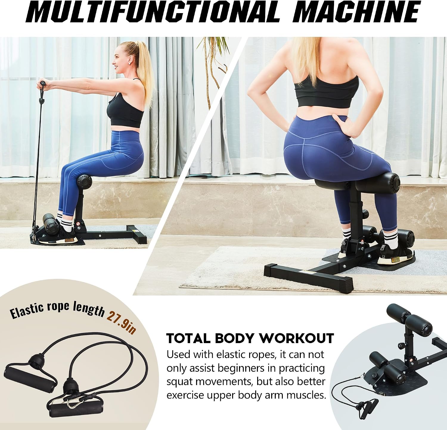 Detalle 2 de leikefitness GM8300 Multifunctional Sissy Squat Bench, Adjustable and Foldable