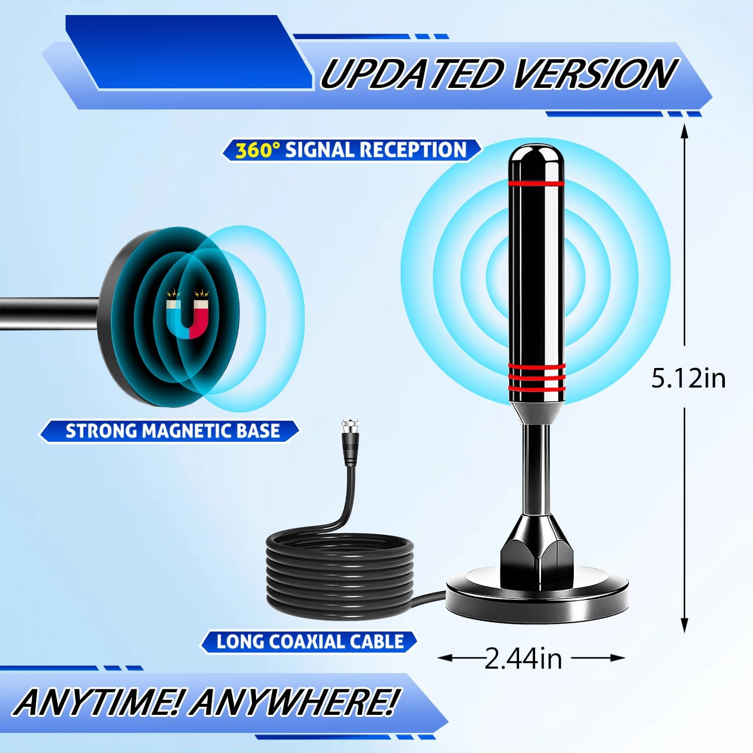 Thumbnail 5 de 2025 Digital Indoor TV Antenna — 360° Reception