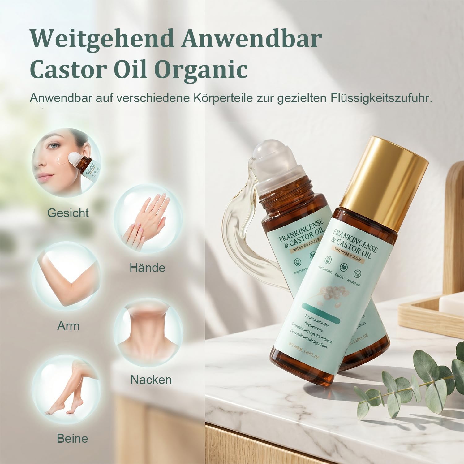 Thumbnail 2 de Bio Rizinusöl Roll-On – kaltgepresstes Bio-Rizinusöl für Feuchtigkeitspflege der Haut