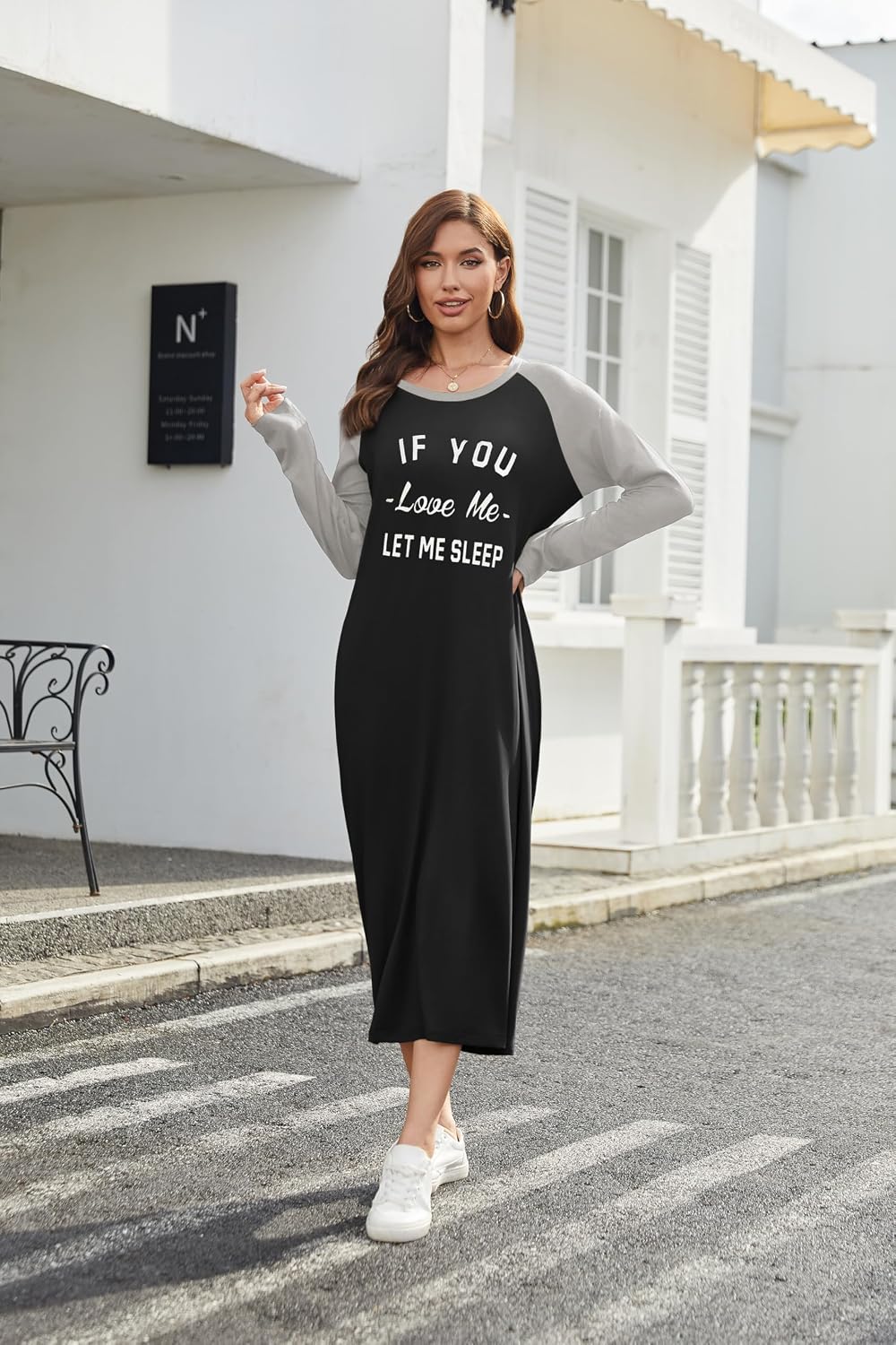Detalle 2 de Ekouaer Camicia da Notte Donna Manica Lunga S-XXL