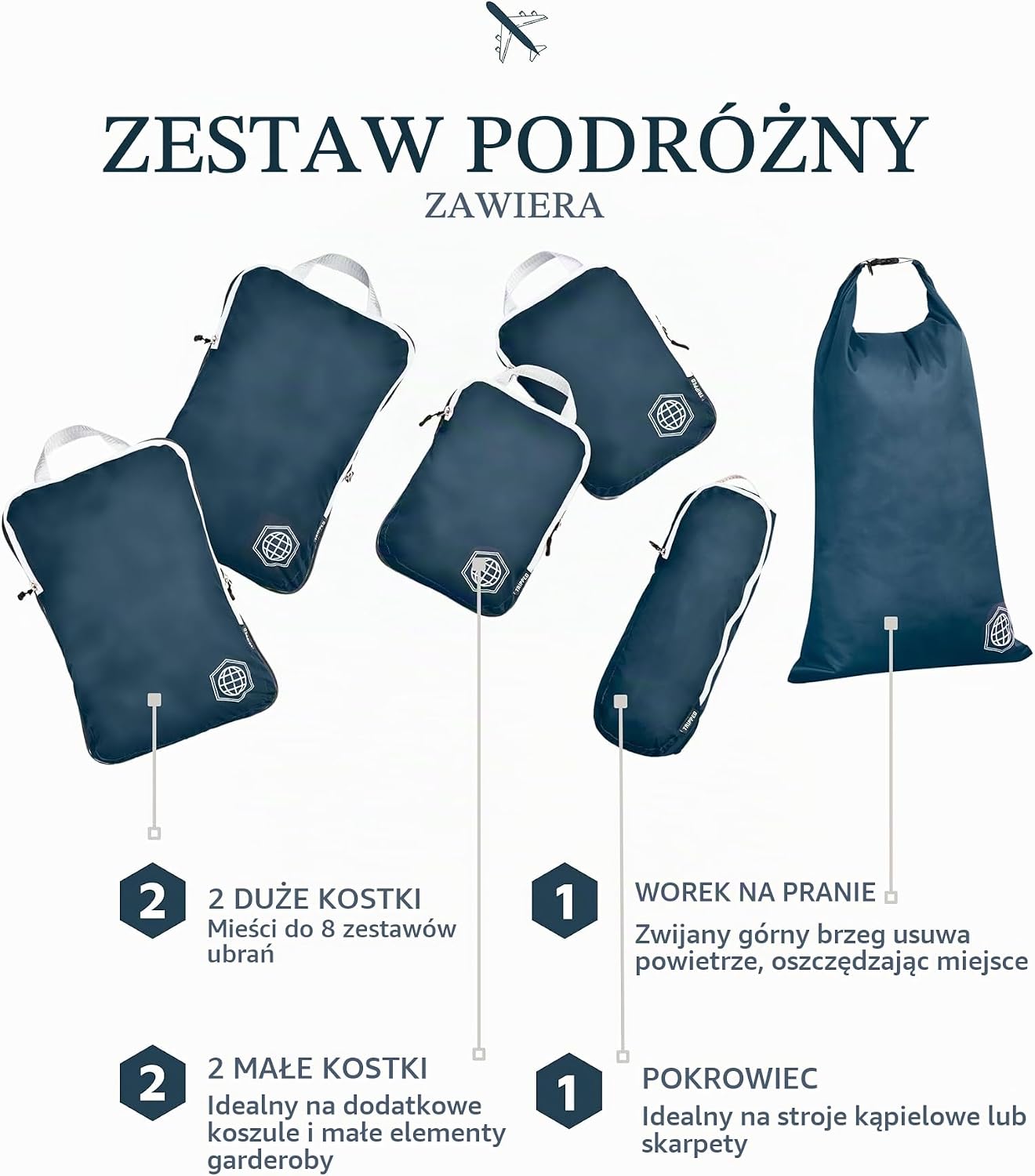 Thumbnail 5 de TRIPPED Travel Gear – 6 kompresyjnych kostek do pakowania, poliuretan, granatowe