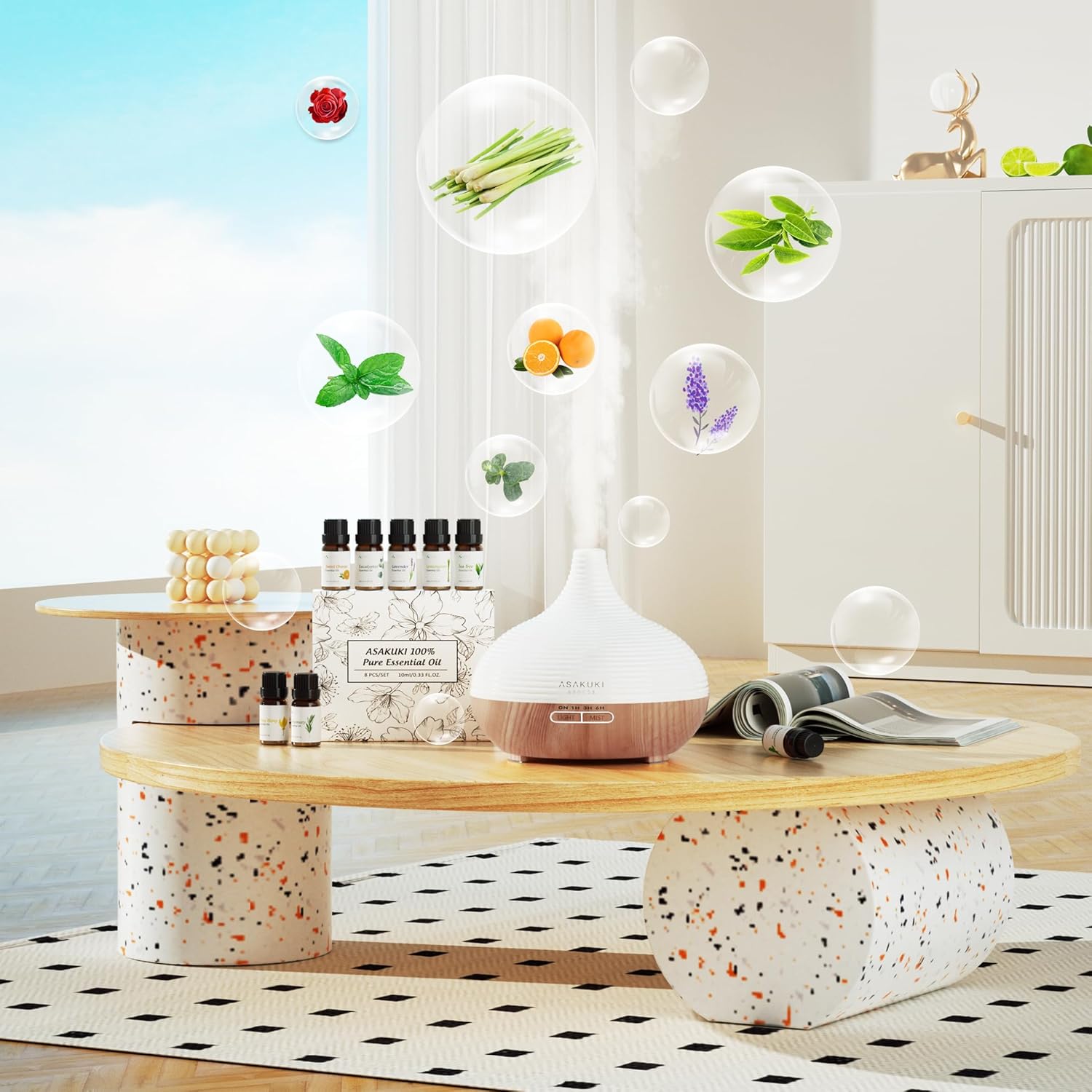 Thumbnail 3 de ASAKUKI 300ml Aroma Diffuser 🏠