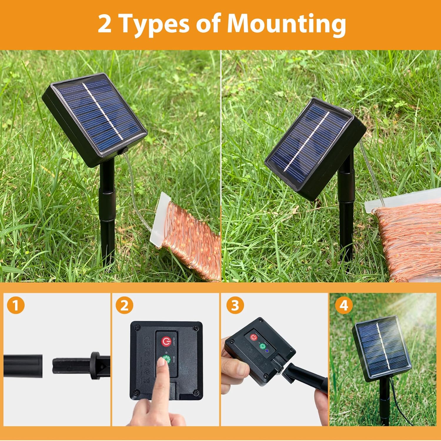 Thumbnail 4 de Peasur 3 Pack Solar Lights Outdoor Garden String: 36m of Warm White LEDs with 8 Modes