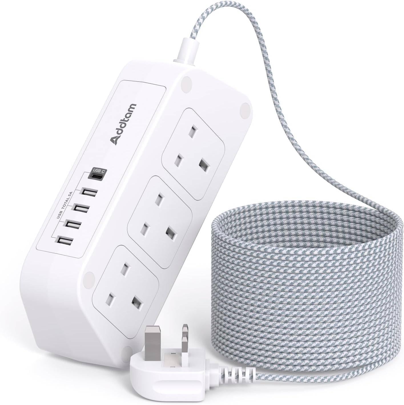 Detalle de Addtam 3M Extension Cable 3250W Surge Protector 🔌