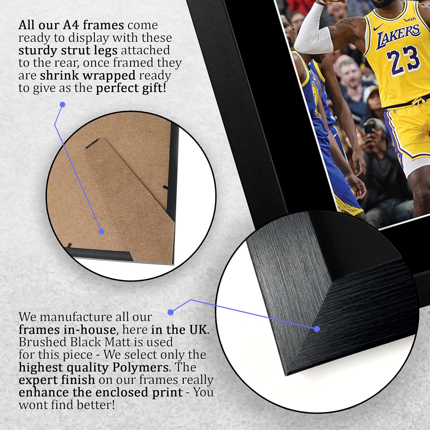 Thumbnail 6 de HWC Trading Lebron James Signed Autograph A4 Framed Print – Lakers Memorabilia Gift