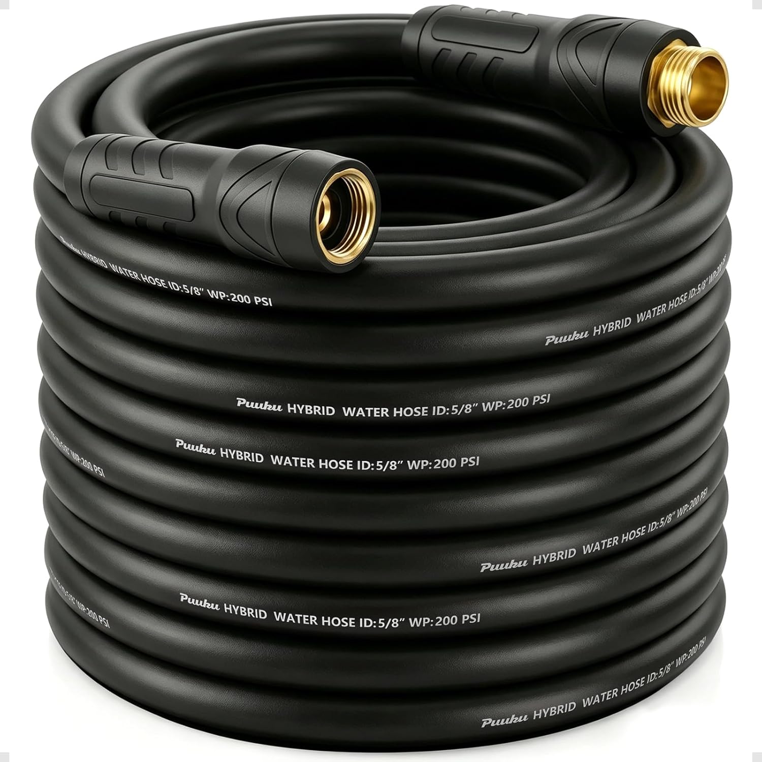 Detalle de PUUKU 75ft x 5/8-Inch Non-Expandable Hybrid Garden Hose with Swivel Fitting