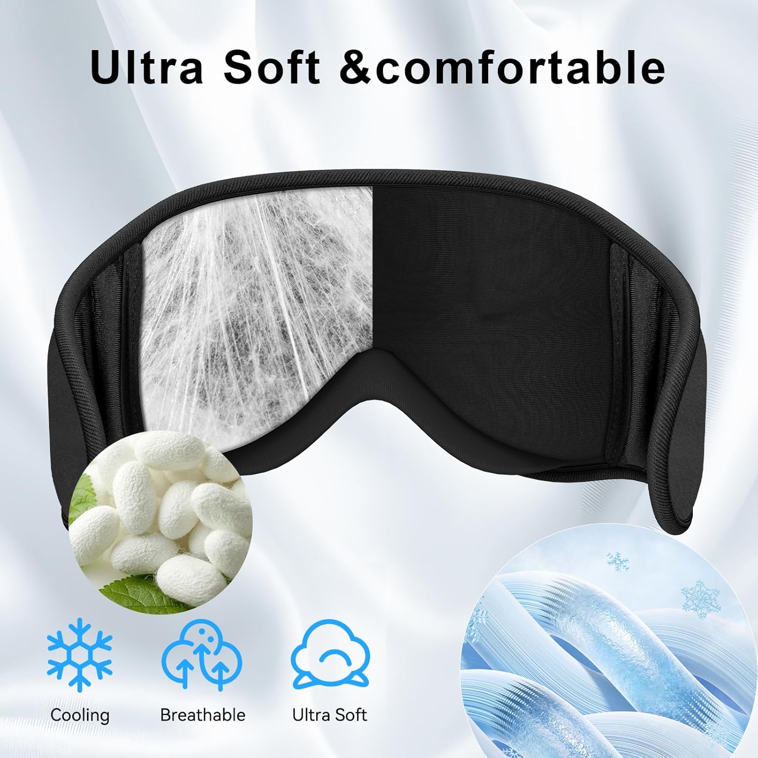 Thumbnail 1 de LOVE EYE Sleep Mask with Bluetooth Headphones – 100% Blackout, Ice Silk, Detachable Speakers