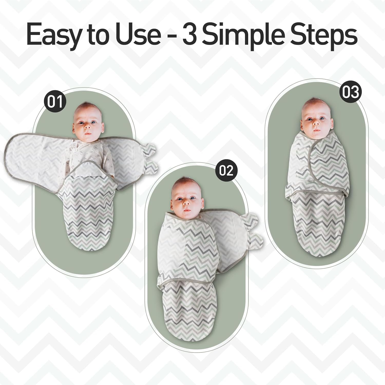 Thumbnail 4 de GLLQUEN BABY 0–3 Months Baby Swaddle Wraps (Oeko-tex100) – 3 Pack, Organic Cotton Swaddling Blankets