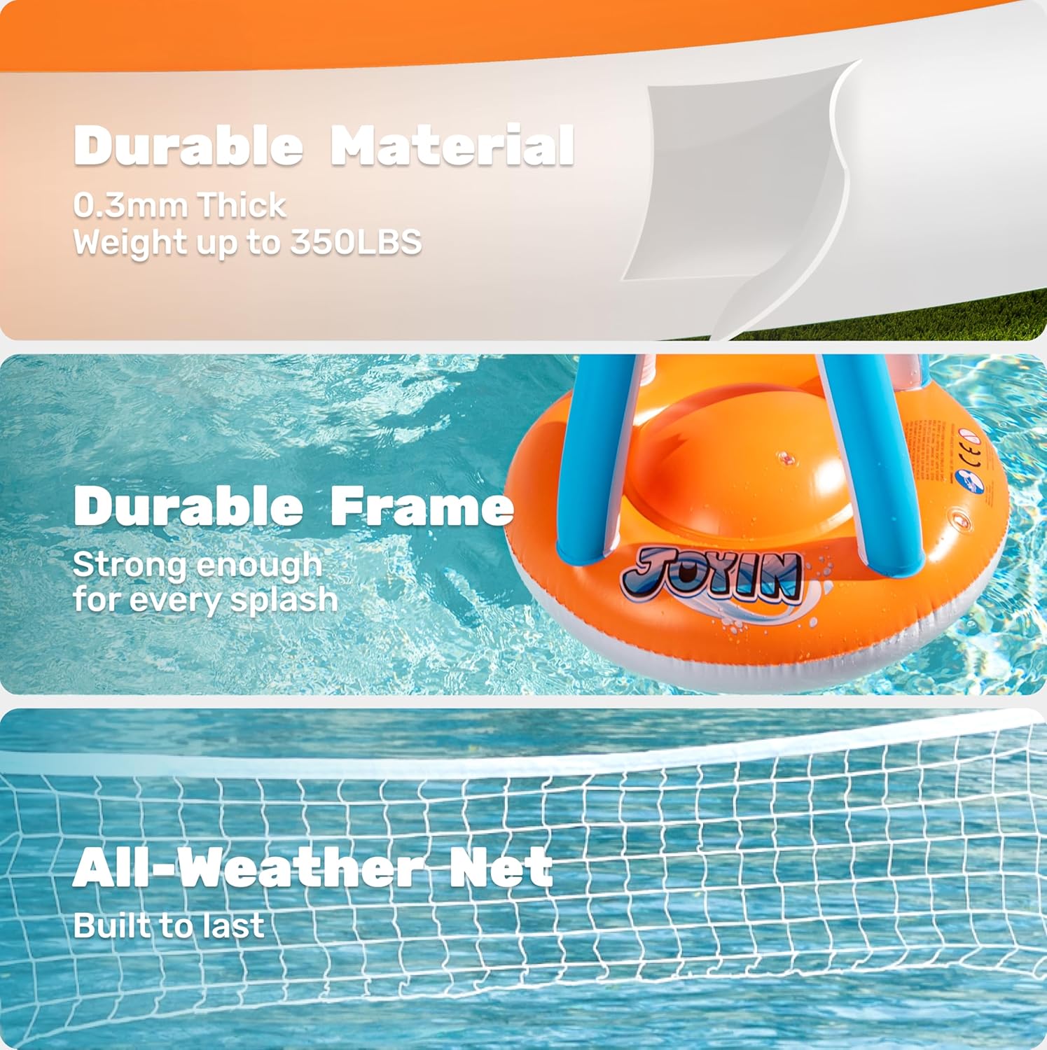 Thumbnail 5 de JOYIN Inflatable Pool Float Set: Volleyball Court Net + Basketball Hoops (Inflatable Summer Water Game)