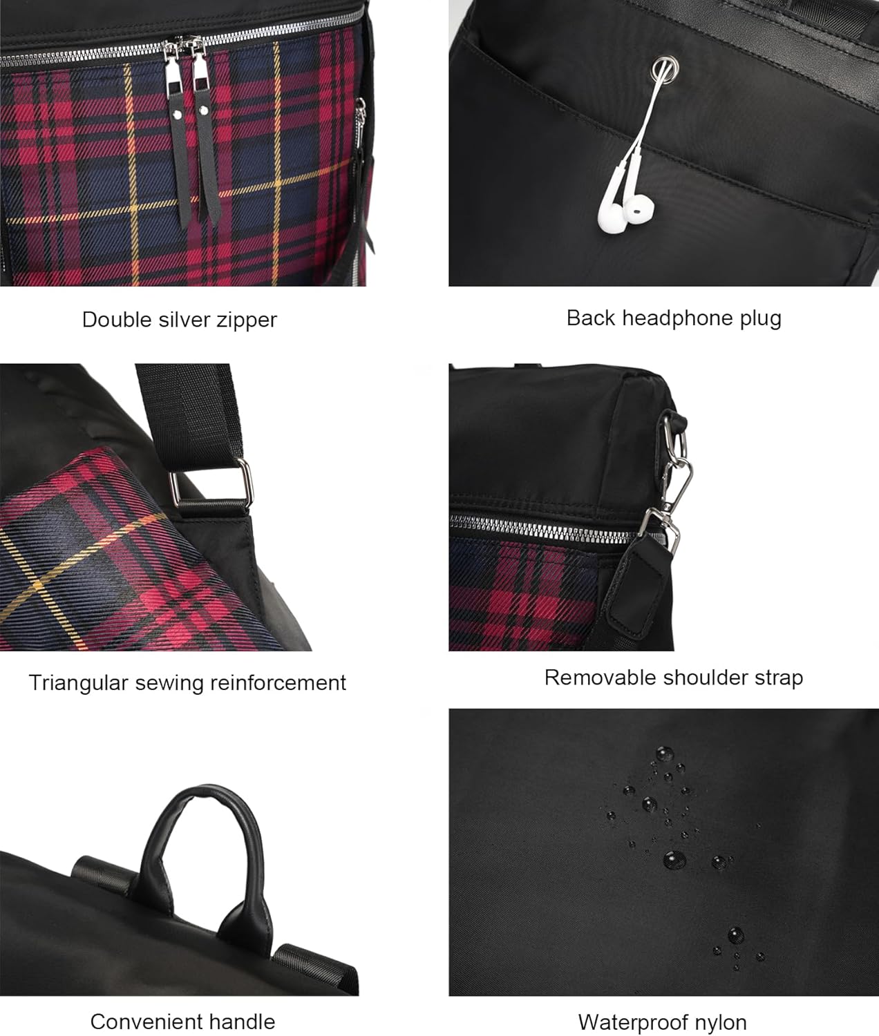 Detalle de zhongningyifeng Women Backpack Purse (Waterproof Nylon) – Lightweight fashion rucksack for daily travel