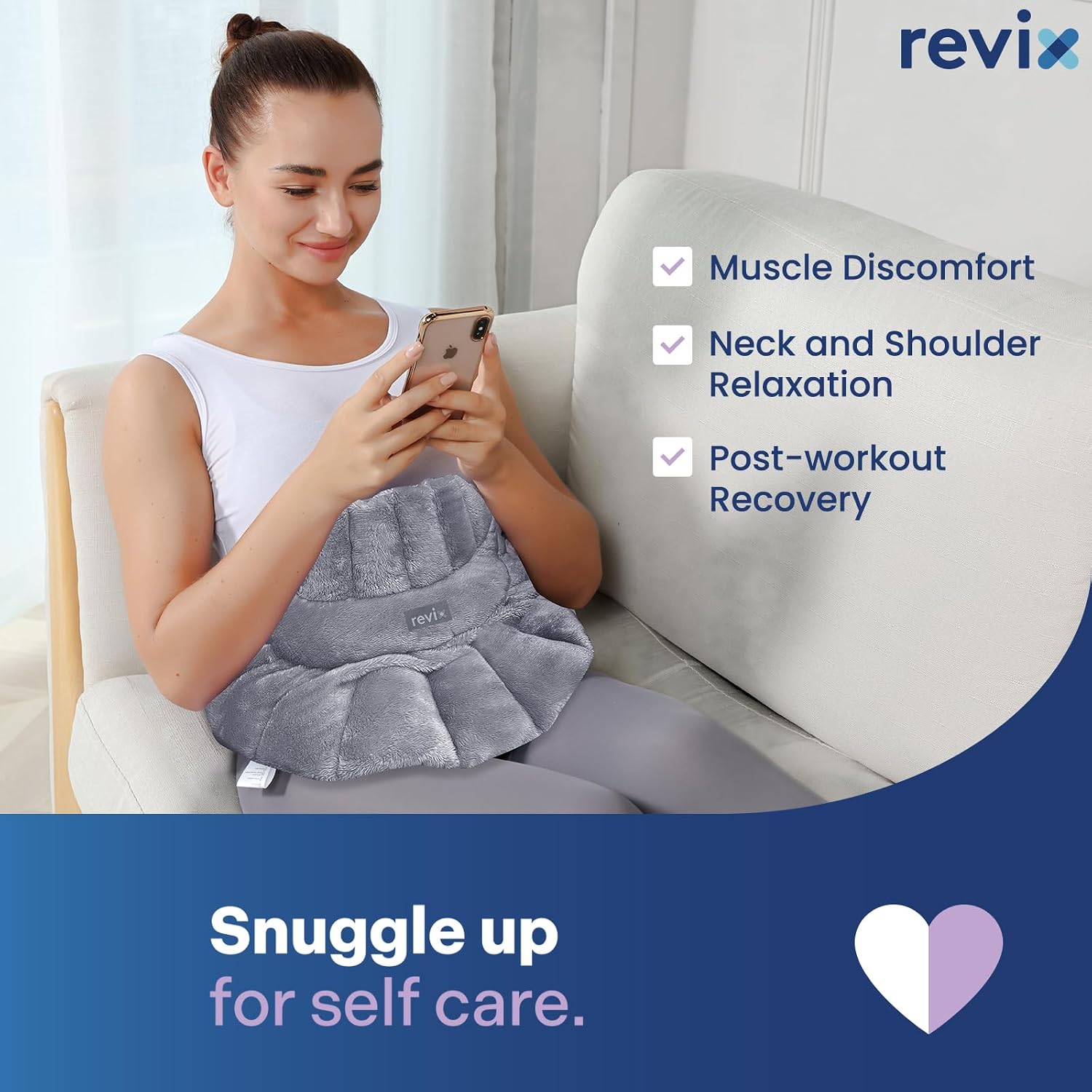 Detalle 1 de REVIX REX006 Microwaveable Heating Pad, Plush Moist-Heat Wrap, Gray