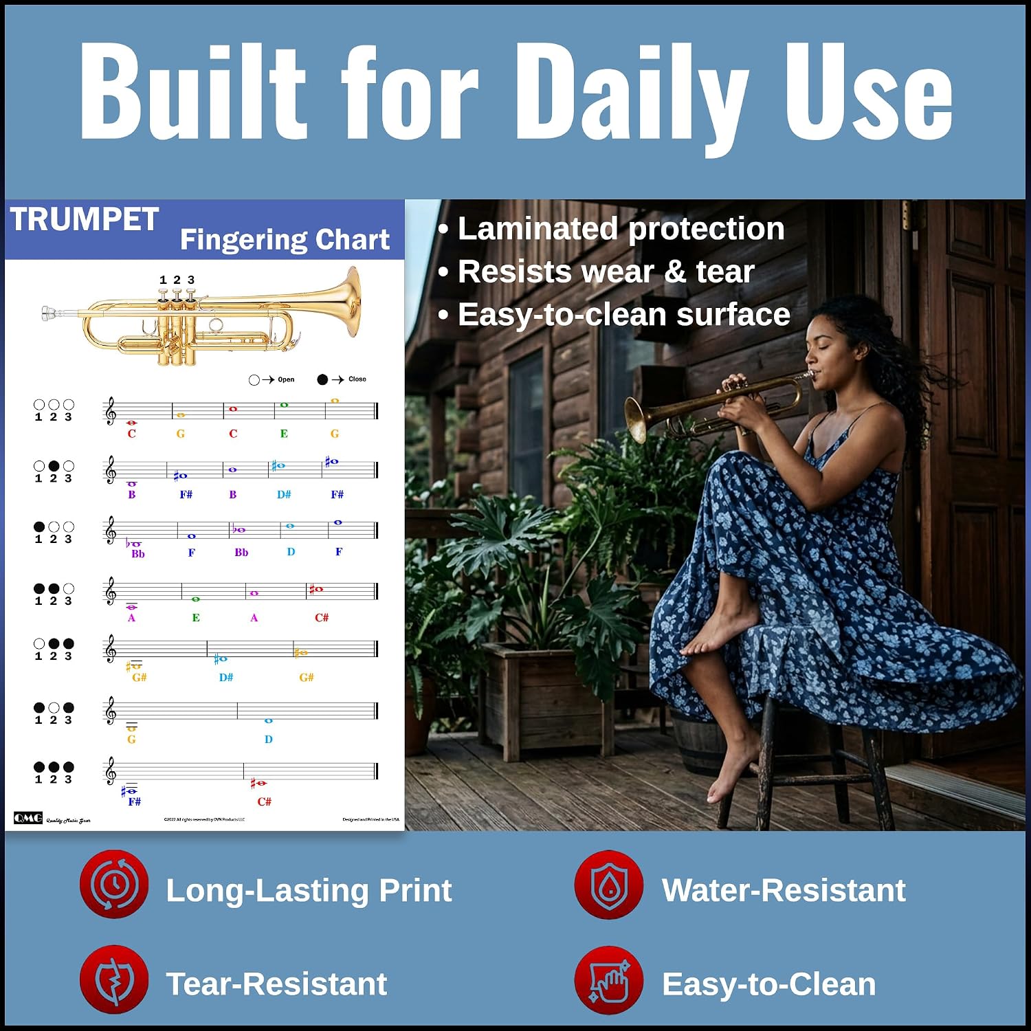 Thumbnail 3 de QMG Trumpet Fingering Chart 11 × 17-inch