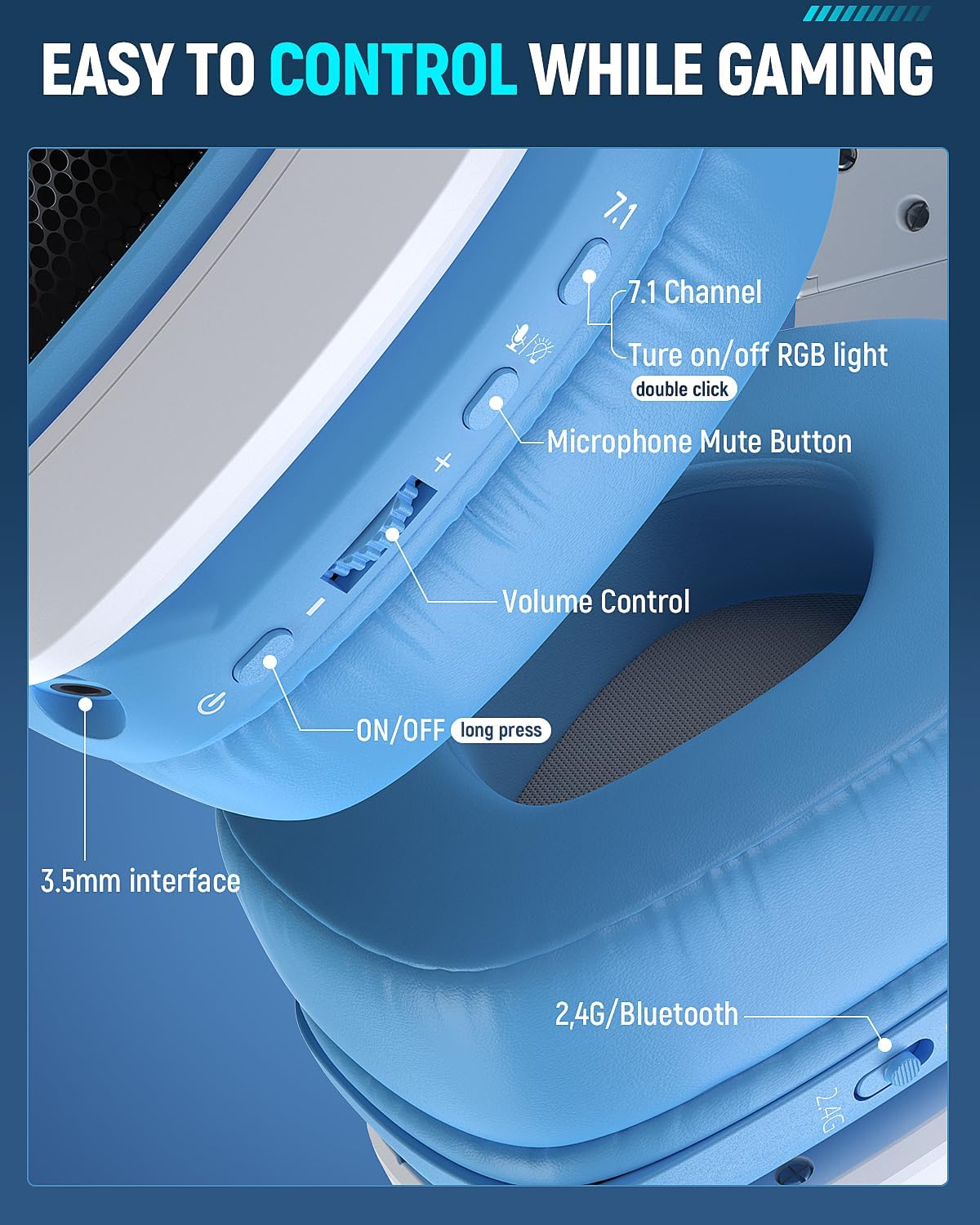 Thumbnail 6 de Tatybo Cascos Gaming 7.1 Inalámbricos