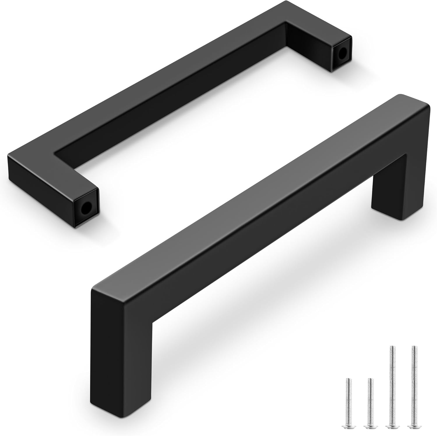 Detalle de Vortix 10er-Set Möbelgriffe Schwarz Edelstahl Matt, 96 mm Lochabstand – langlebig, modern, einfache Montage
