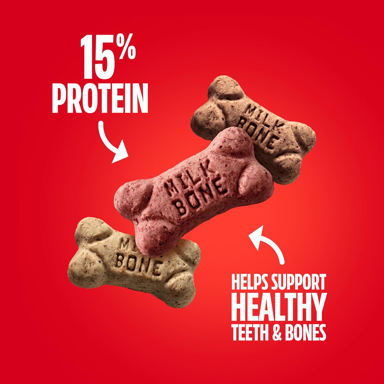 Detalle de Milk-Bone Flavor Snacks Mini’s Dog Biscuits — Flavored Crunchy Treats, 36 oz Canister