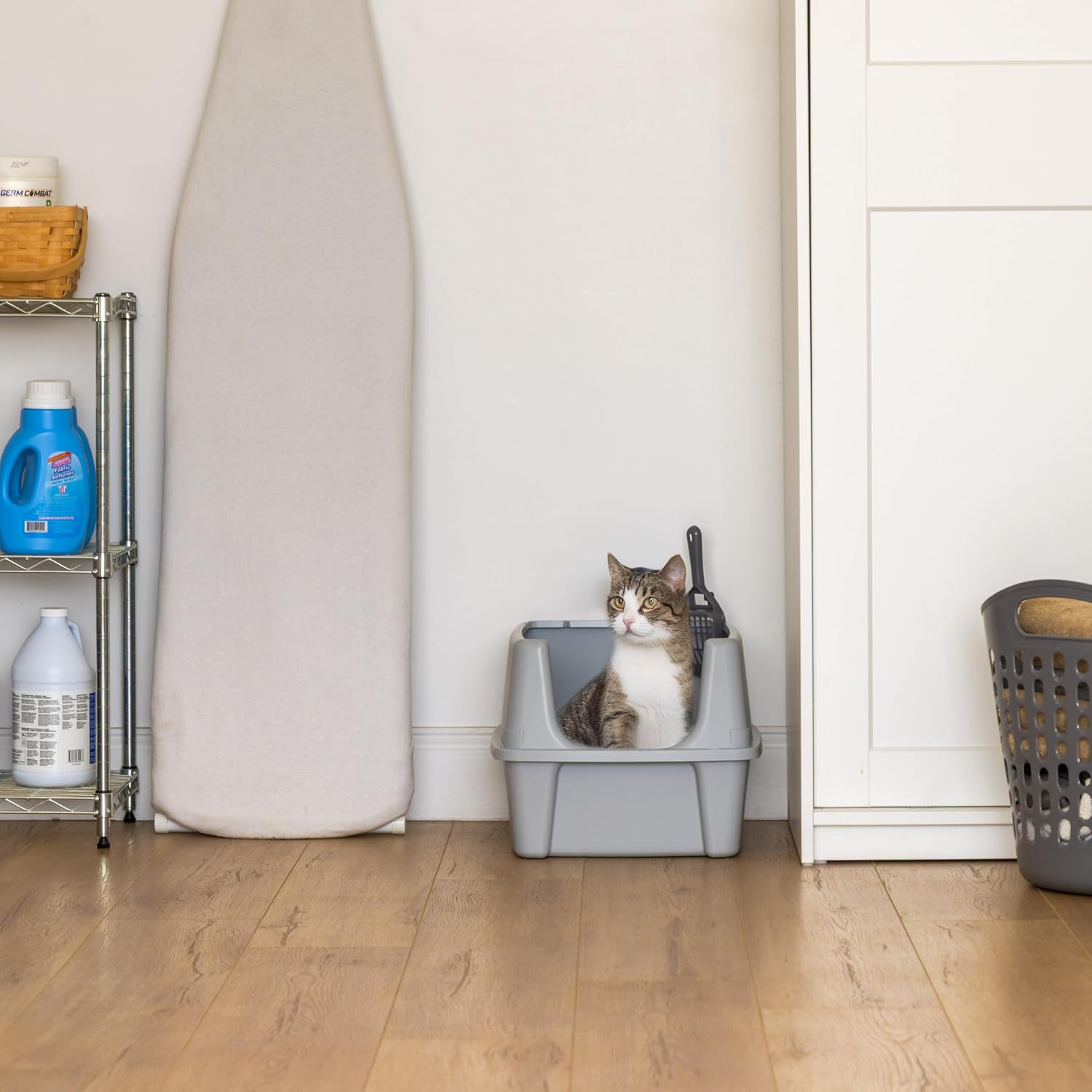 Detalle de IRIS USA 500381 High-Sided Open-Top Cat Litter Box, Gray