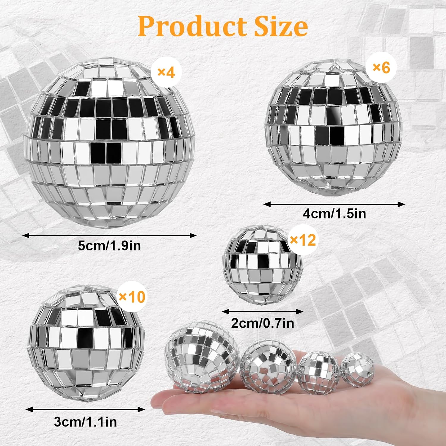 Detalle de TranRantic 32 Stück Discokugeln Set – Glänzend, Kleine Spiegelkugeln in Silber