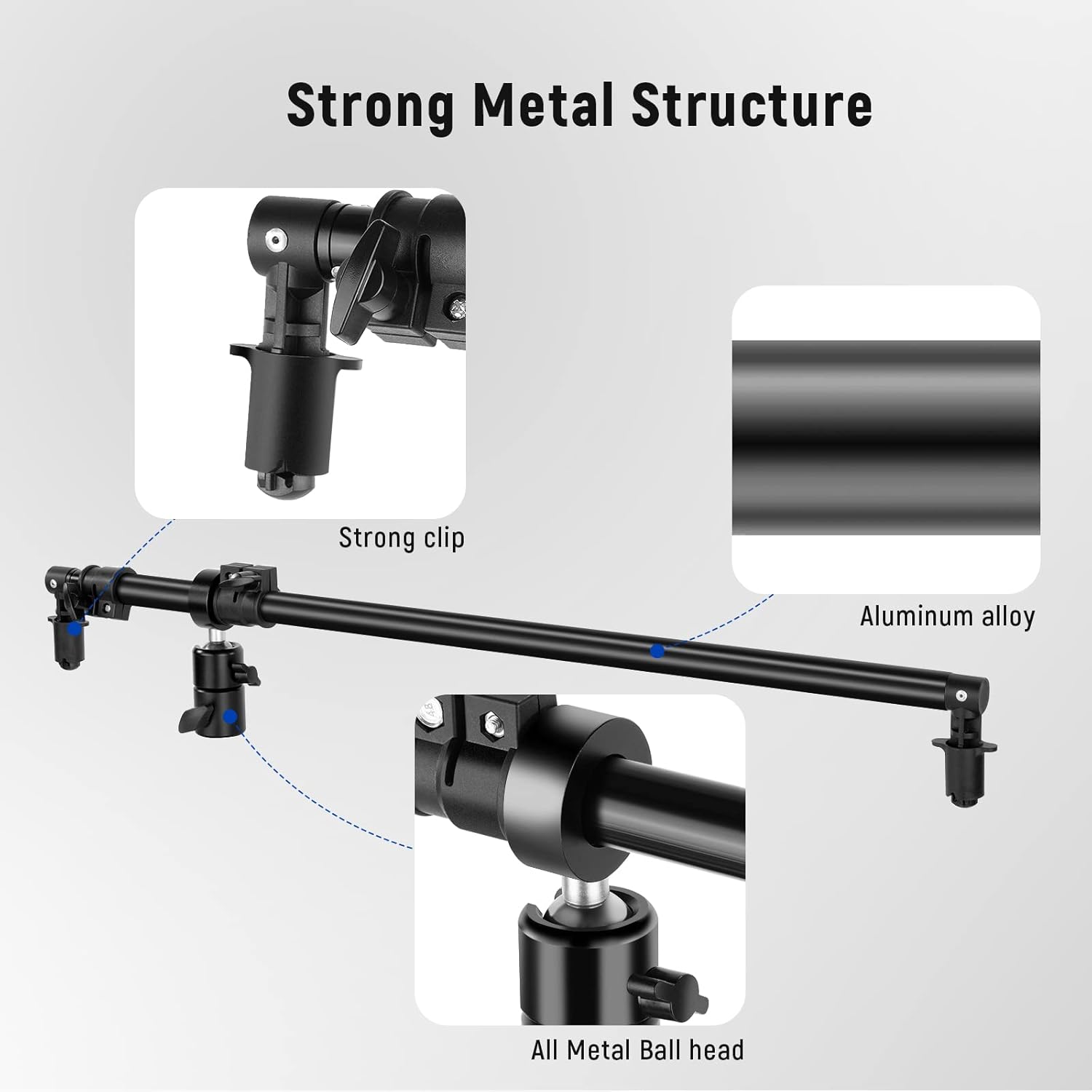 Detalle de NEEWER support de réflecteur extensible télescopique (70,9 à 129,9 cm) avec bras pivotant 360°