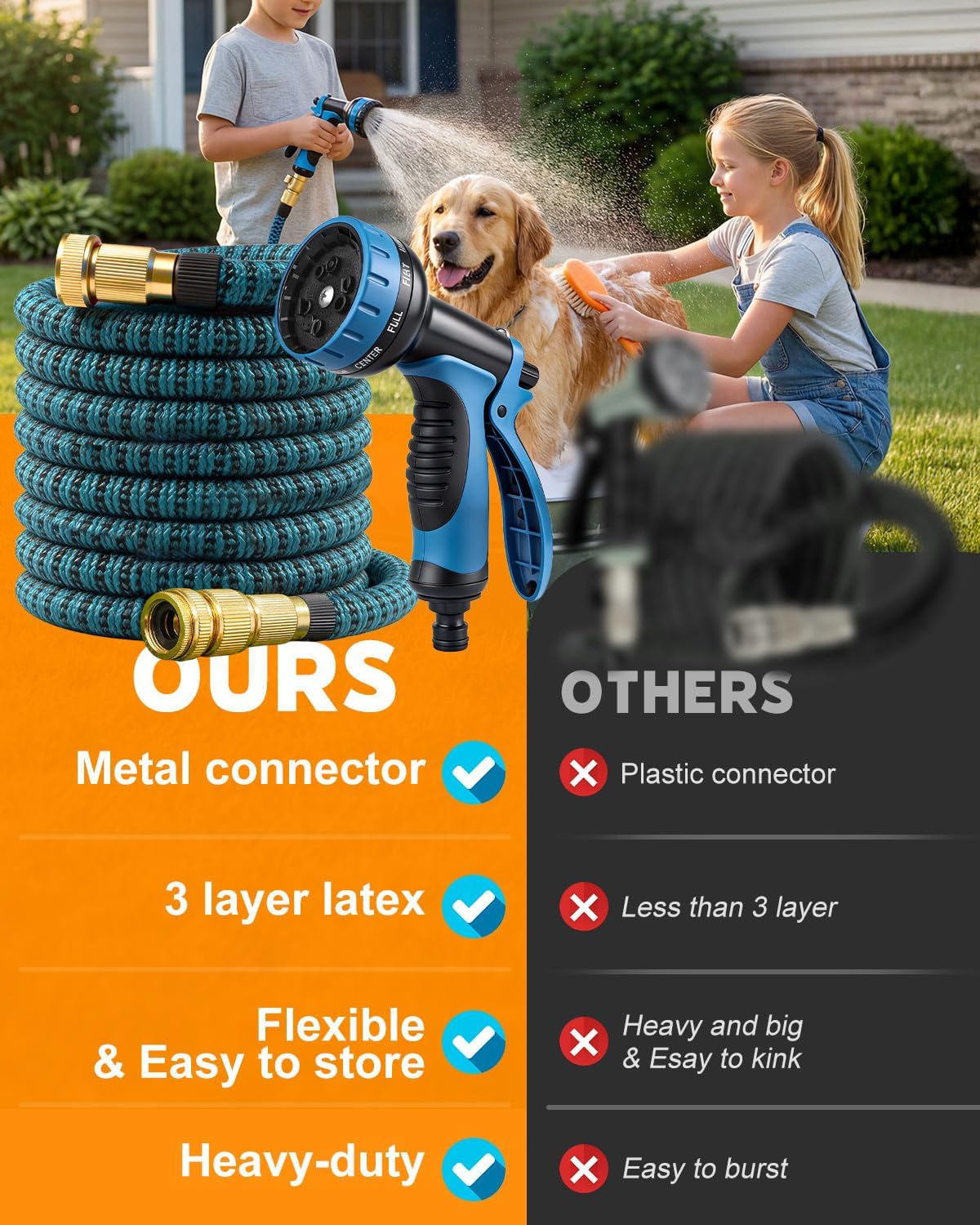 Thumbnail 1 de Evviee 100FT Expandable Garden Hose Pipe with 10-Pattern Spray Nozzle