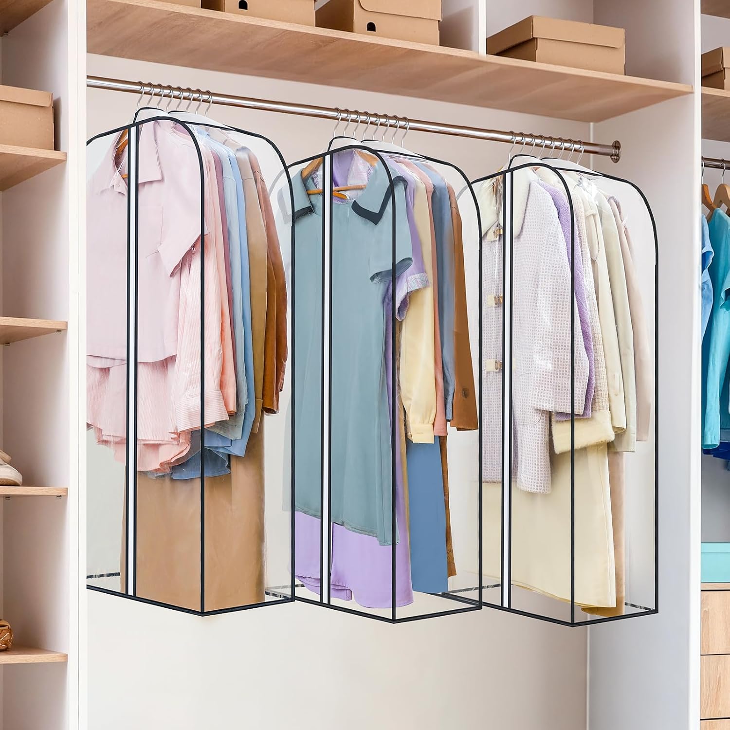 Thumbnail 5 de LANDNEOO 6-Pack Clear Garment Bags (40" Long Suit Bags) for Hanging Clothes