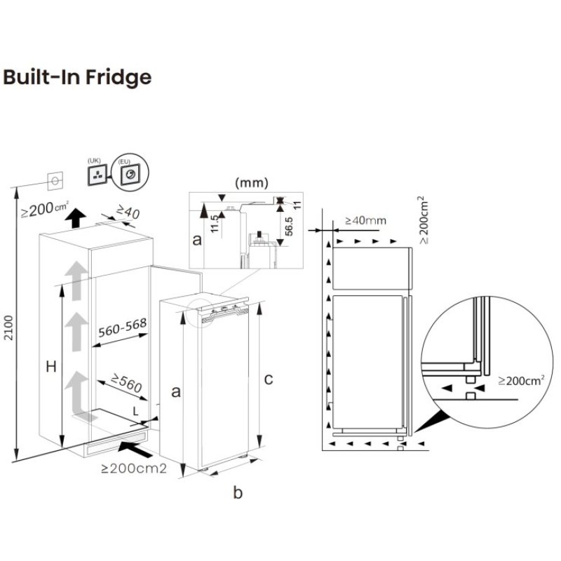 Detalle 2 de Hisense RL3B303SAWE Frigorífico Integrable No Frost 303 L Blanco