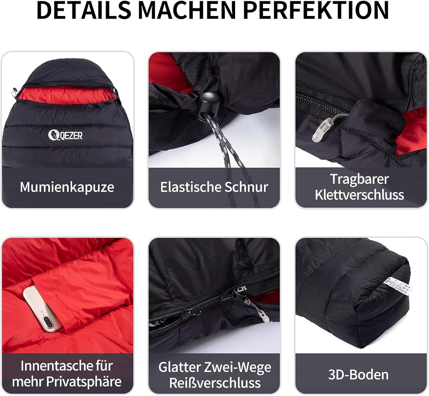 Thumbnail 5 de QEZER Daunenschlafsack 650er Entendaunen