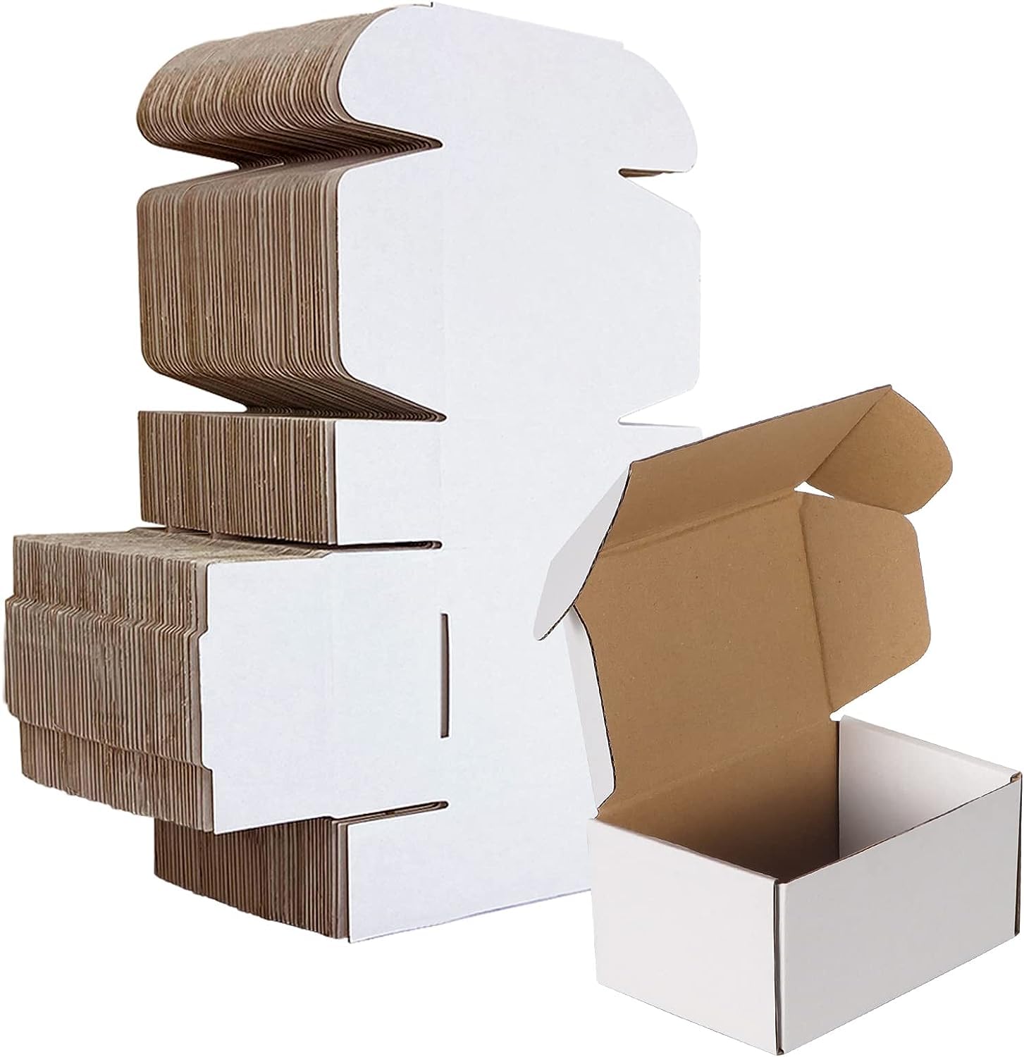 Thumbnail 6 de HORLIMER 50 Pack 7x5x2 Inch Small Cardboard Boxes for Posting (17.8x12.7x5.1 cm) – White Shipping Boxes