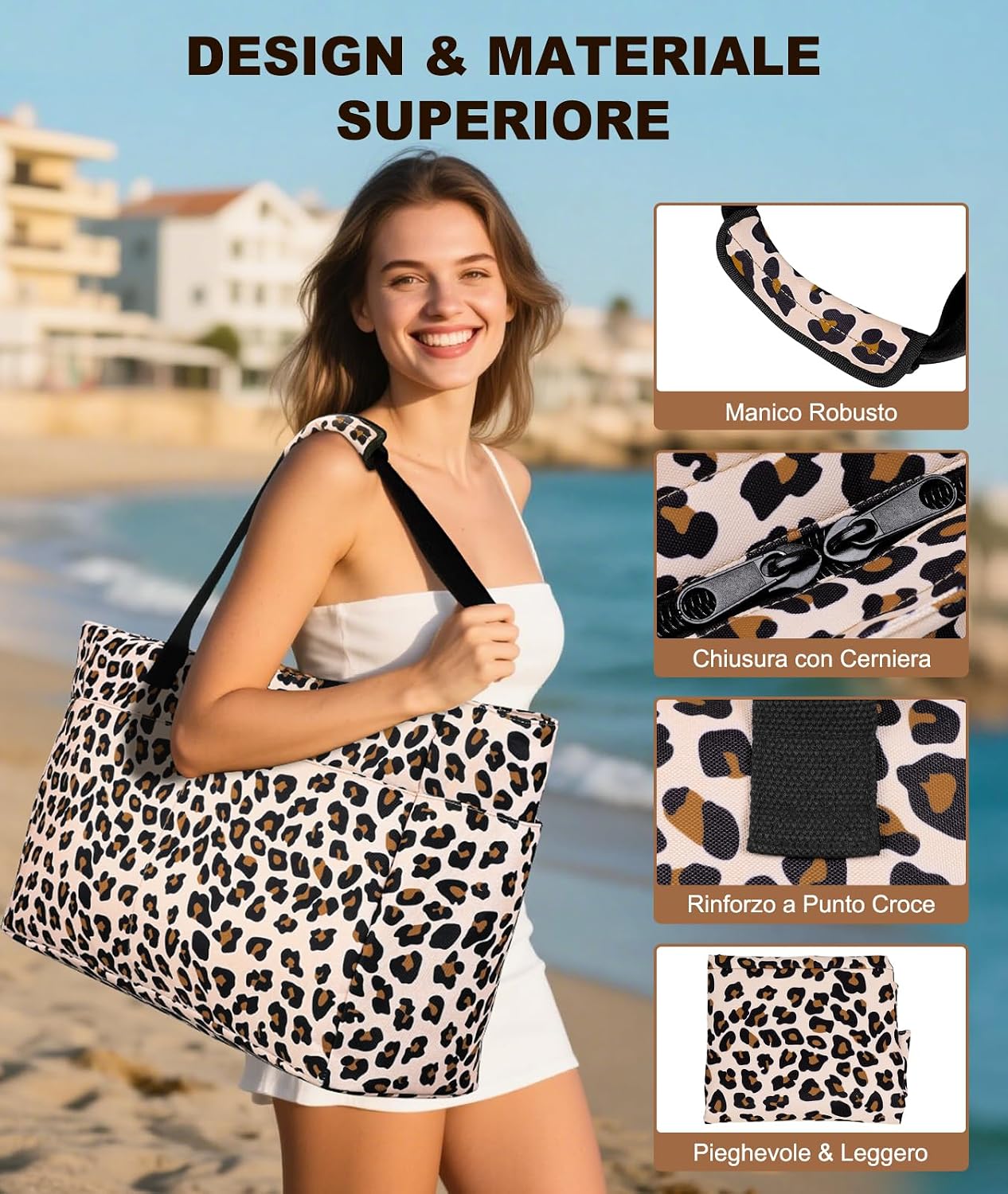 Detalle de ISEYOU Borsa Mare Grande XXL Famiglia: grande capacità, impermeabile e versatile