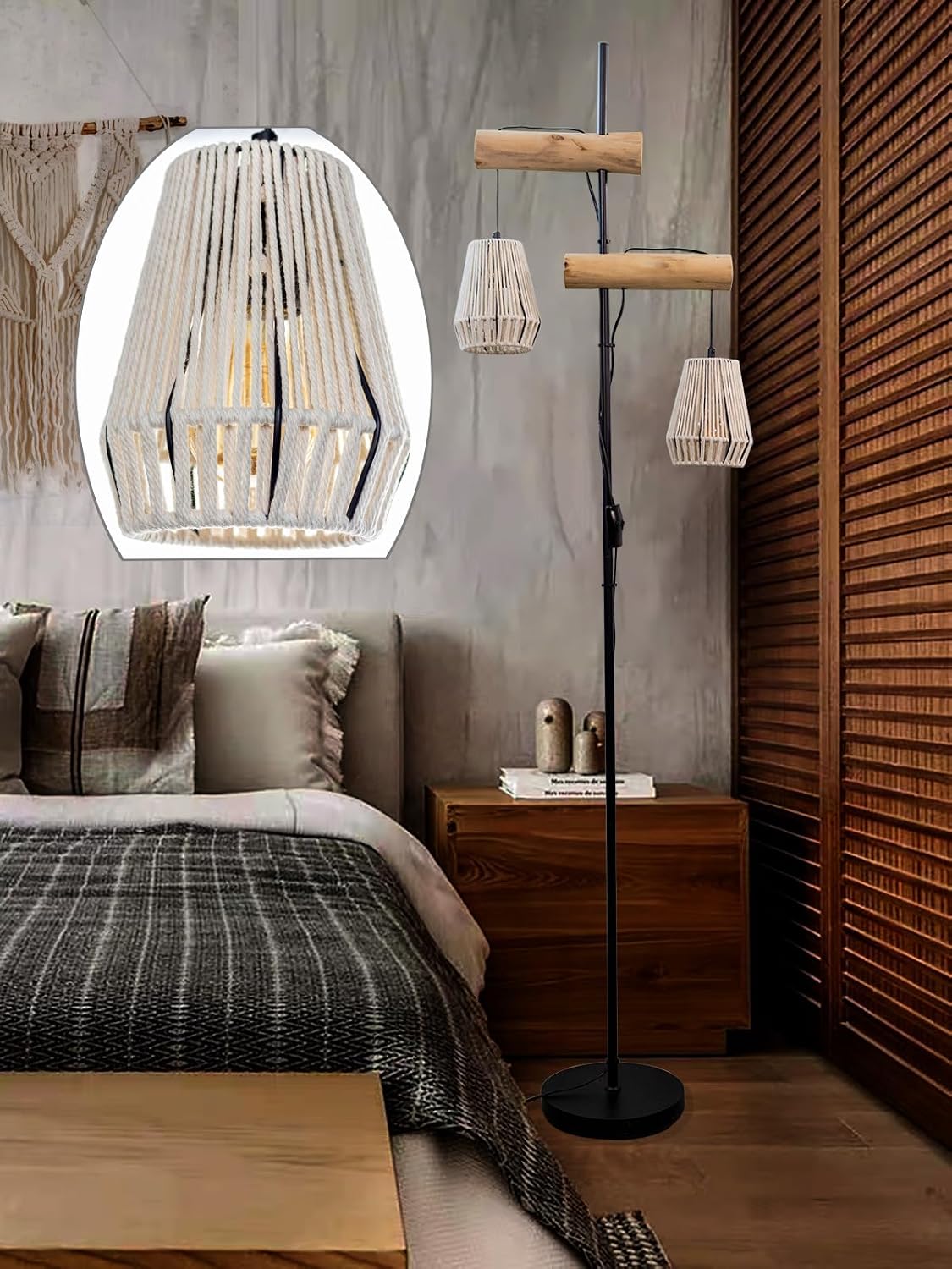 Thumbnail 2 de Osasy Stehlampe Vintage Boho Rattan 169 cm